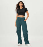 Stretch Woven Relaxed Cargo Cinchable Hems Casual Sweatpants with Pockets - ododos