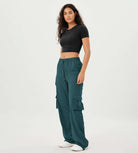 Stretch Woven Relaxed Cargo Cinchable Hems Casual Sweatpants with Pockets - ododos