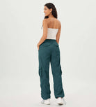 Stretch Woven Relaxed Cargo Cinchable Hems Casual Sweatpants with Pockets - ododos