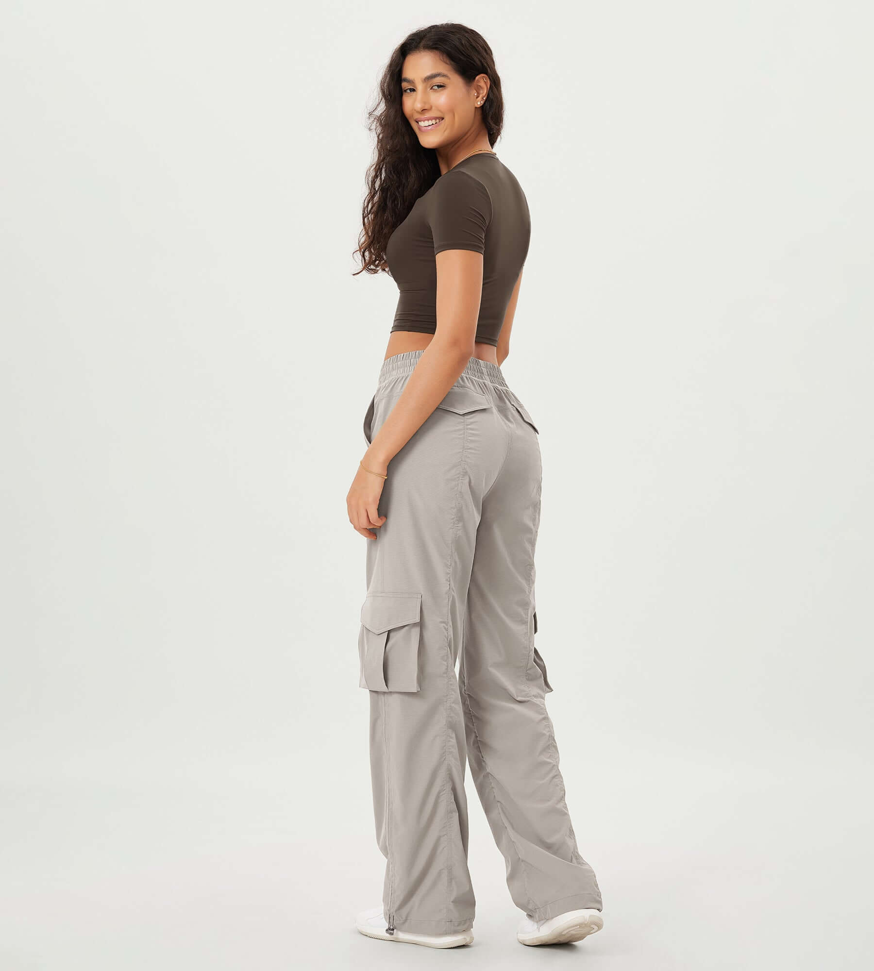 Stretch Woven Relaxed Cargo Cinchable Hems Casual Sweatpants with Pockets - ododos