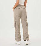 Stretch Woven Relaxed Cargo Cinchable Hems Casual Sweatpants with Pockets - ododos