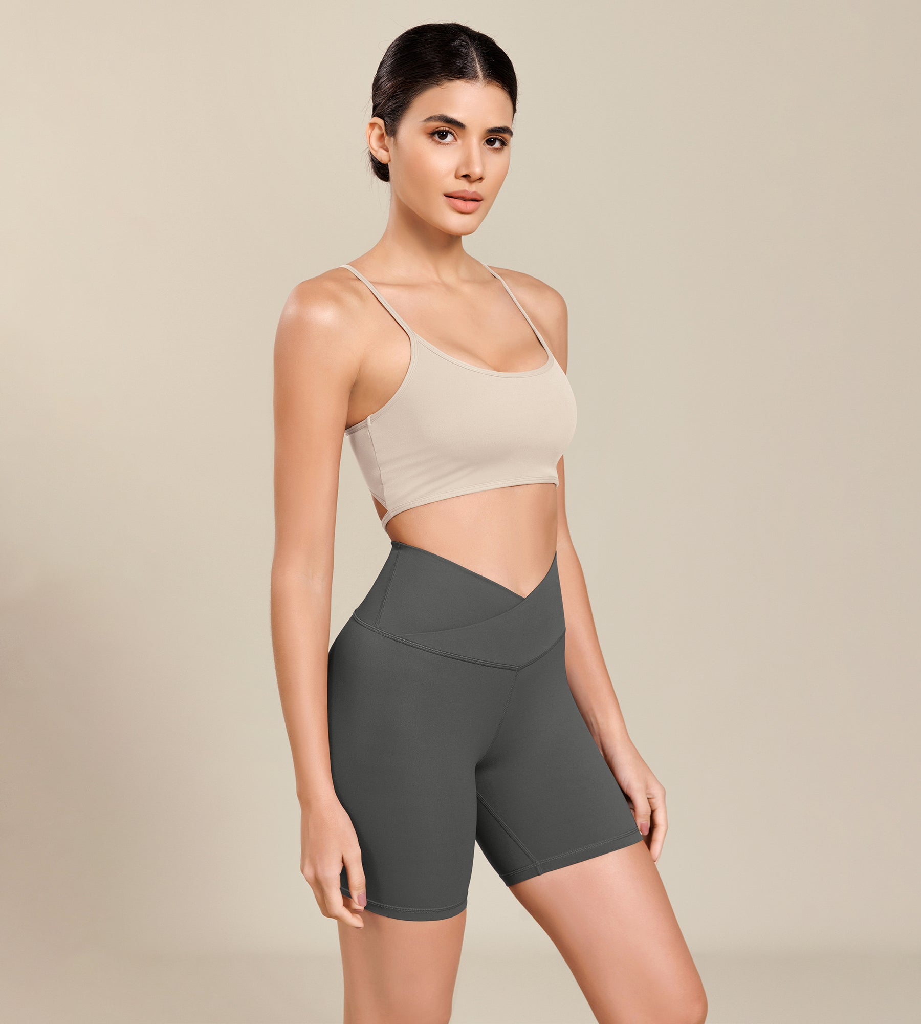 Cloud Feeling Halter Padding Sports Bra Oat Milk - ododos