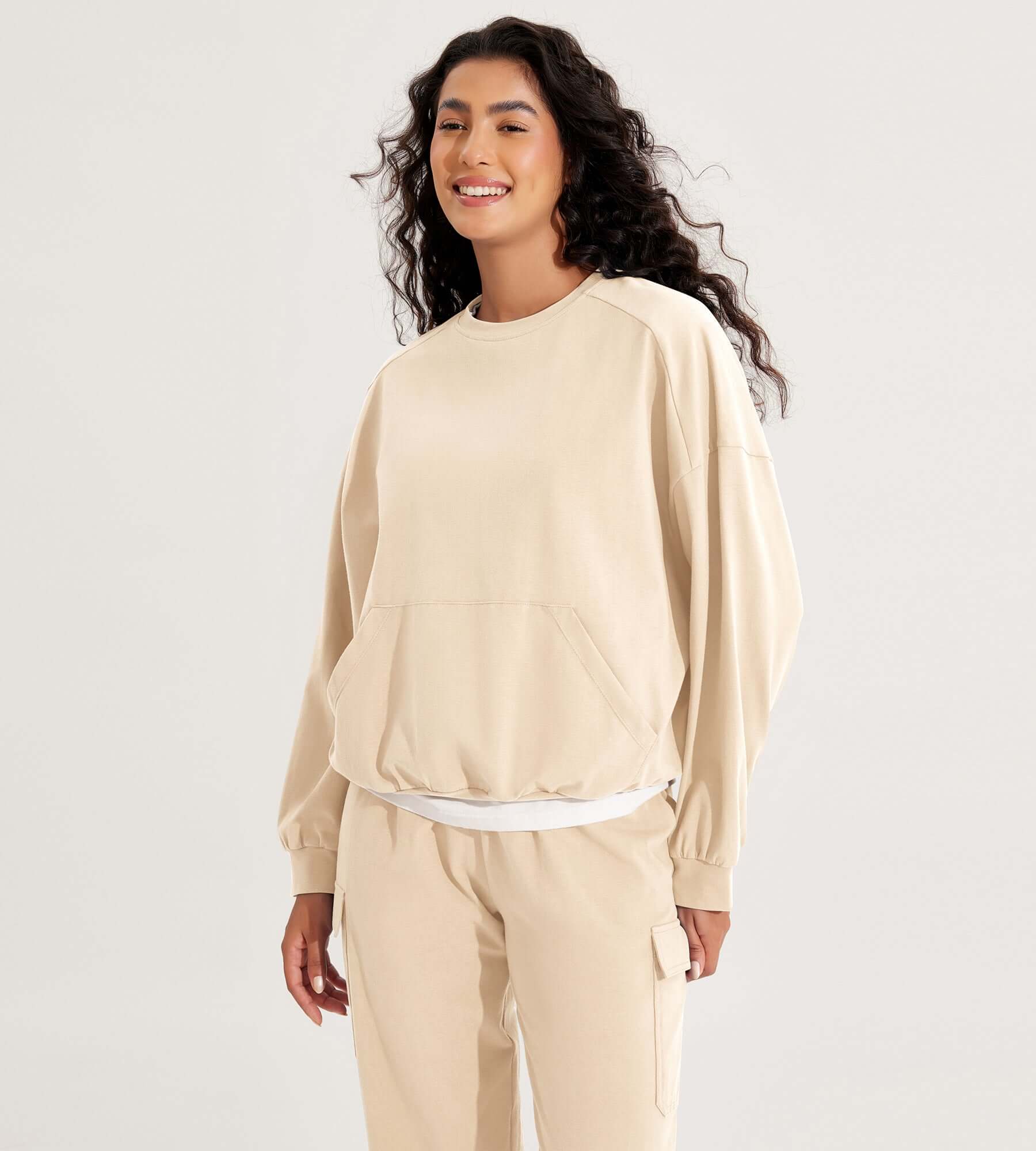 Cotton Soft Oversized Sweatshirts Pullover with Kangaroo Pocket - ododos