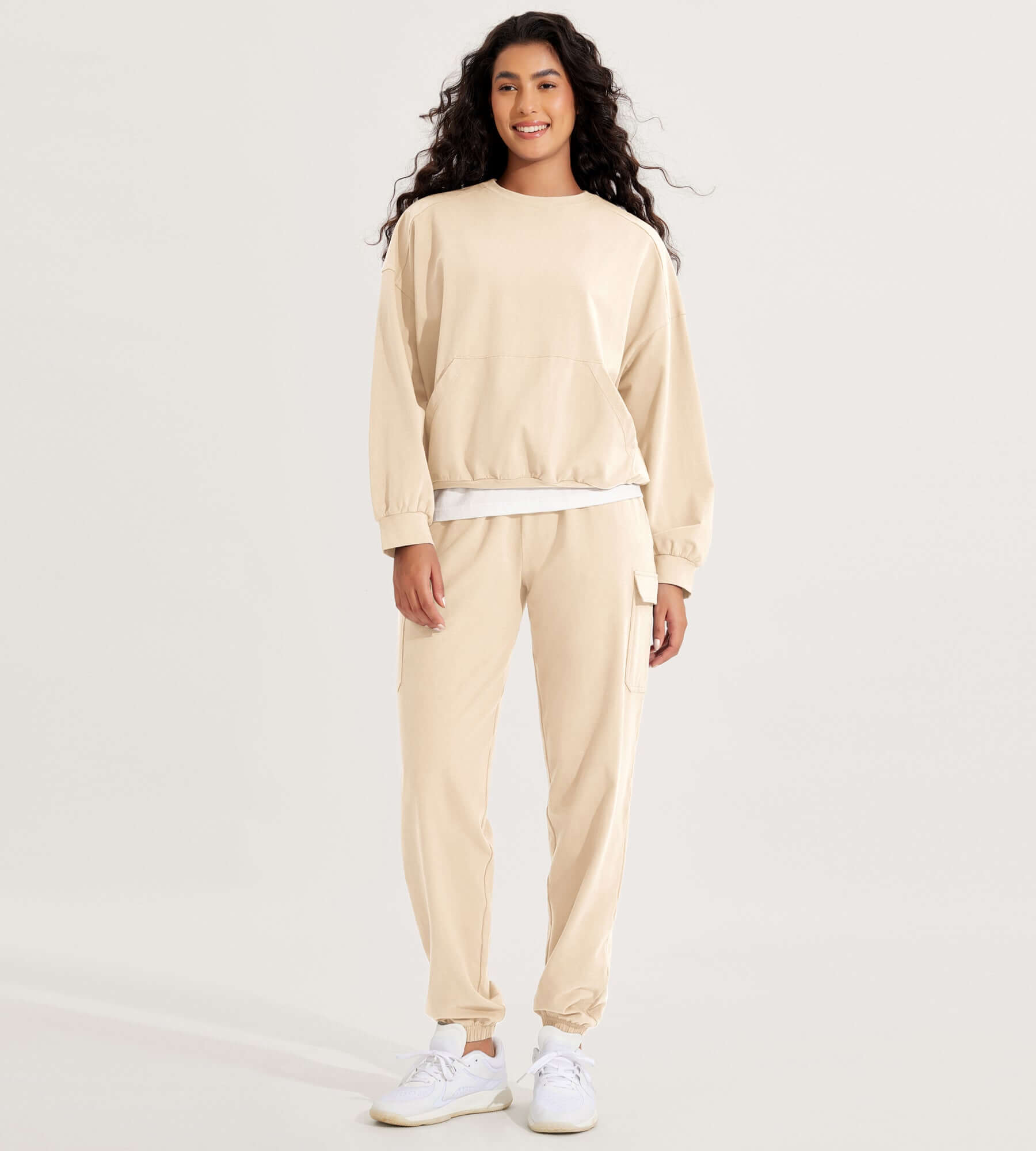 Cotton Soft Oversized Sweatshirts Pullover with Kangaroo Pocket - ododos