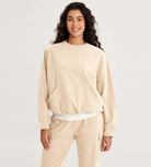 Cotton Soft Oversized Sweatshirts Pullover with Kangaroo Pocket Beige - ododos