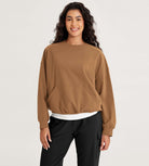 Cotton Soft Oversized Sweatshirts Pullover with Kangaroo Pocket Brown - ododos