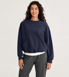 Cotton Soft Oversized Sweatshirts Pullover with Kangaroo Pocket Dark Blue - ododos