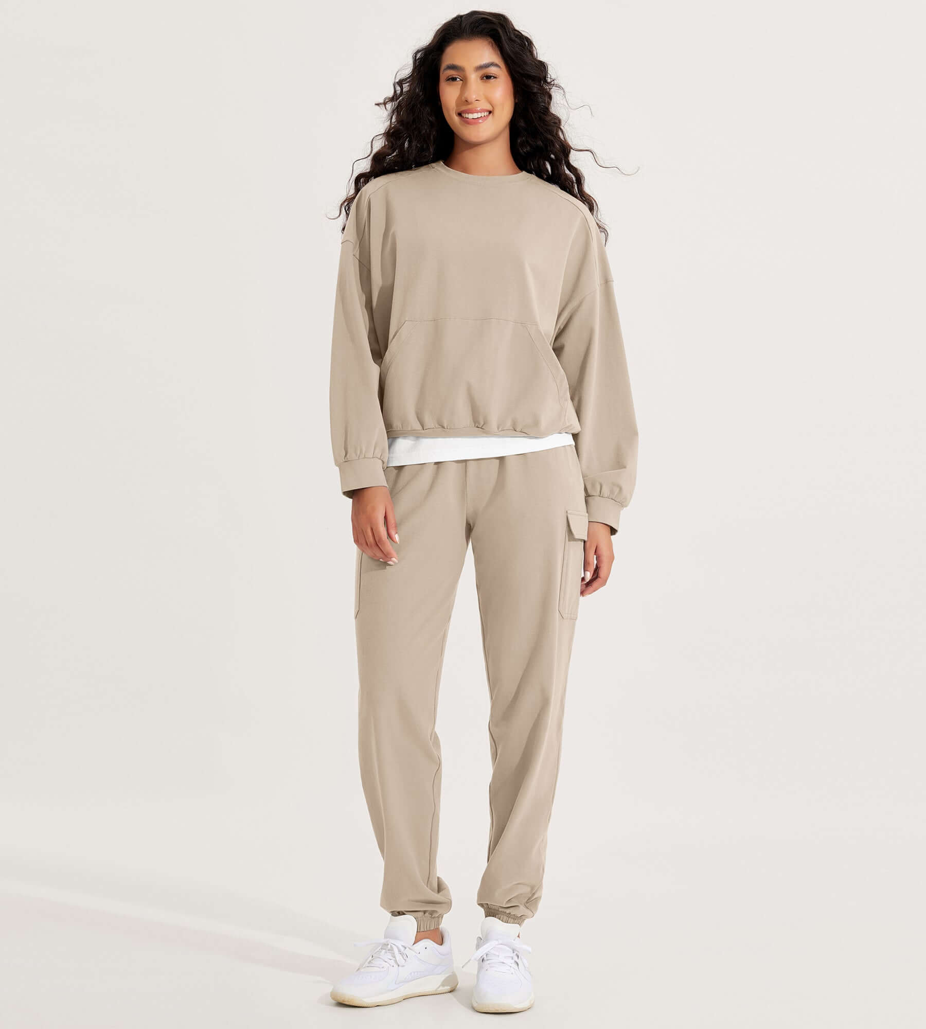 Cotton Soft Oversized Sweatshirts Pullover with Kangaroo Pocket - ododos