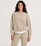 Cotton Soft Oversized Sweatshirts Pullover with Kangaroo Pocket Plaza Taupe - ododos