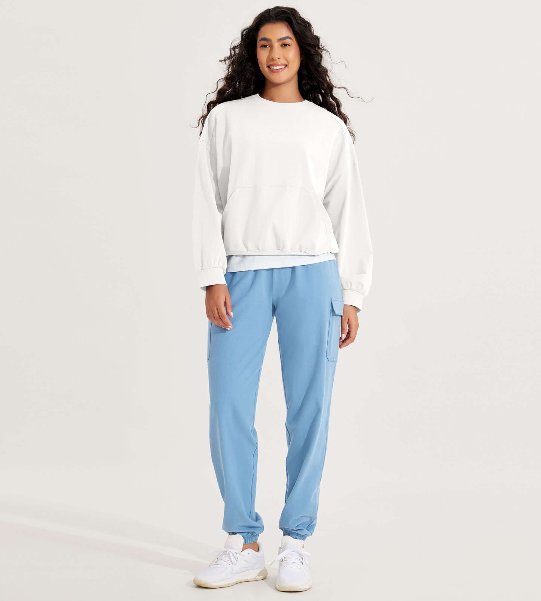 Cotton Soft Oversized Sweatshirts Pullover with Kangaroo Pocket - ododos