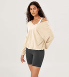 Cotton Soft Double V Long Sleeve Fall Sweatshirts - ododos