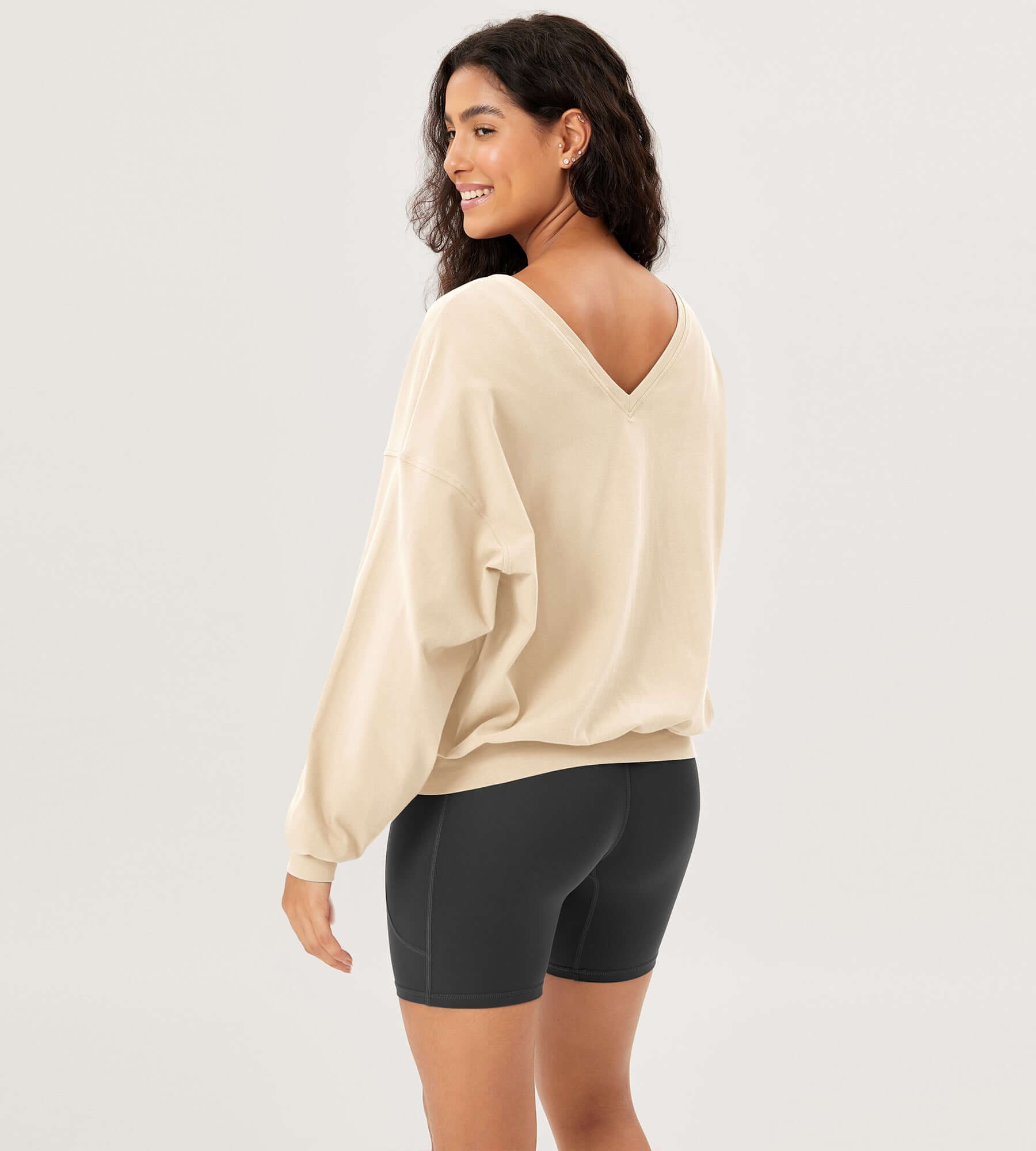 Cotton Soft Double V Long Sleeve Fall Sweatshirts - ododos