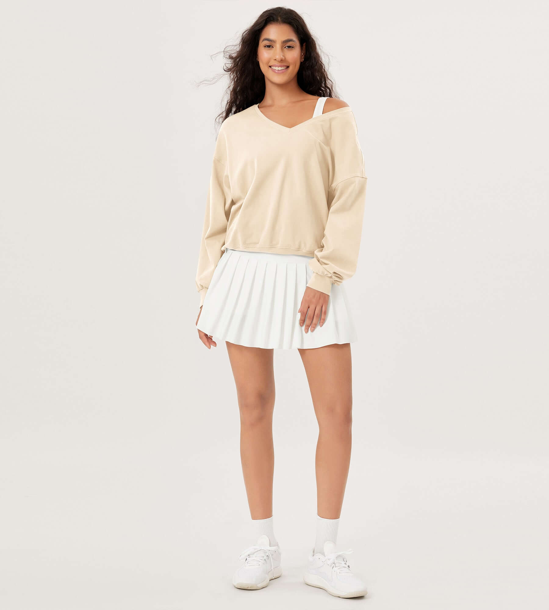 Cotton Soft Double V Long Sleeve Fall Sweatshirts - ododos