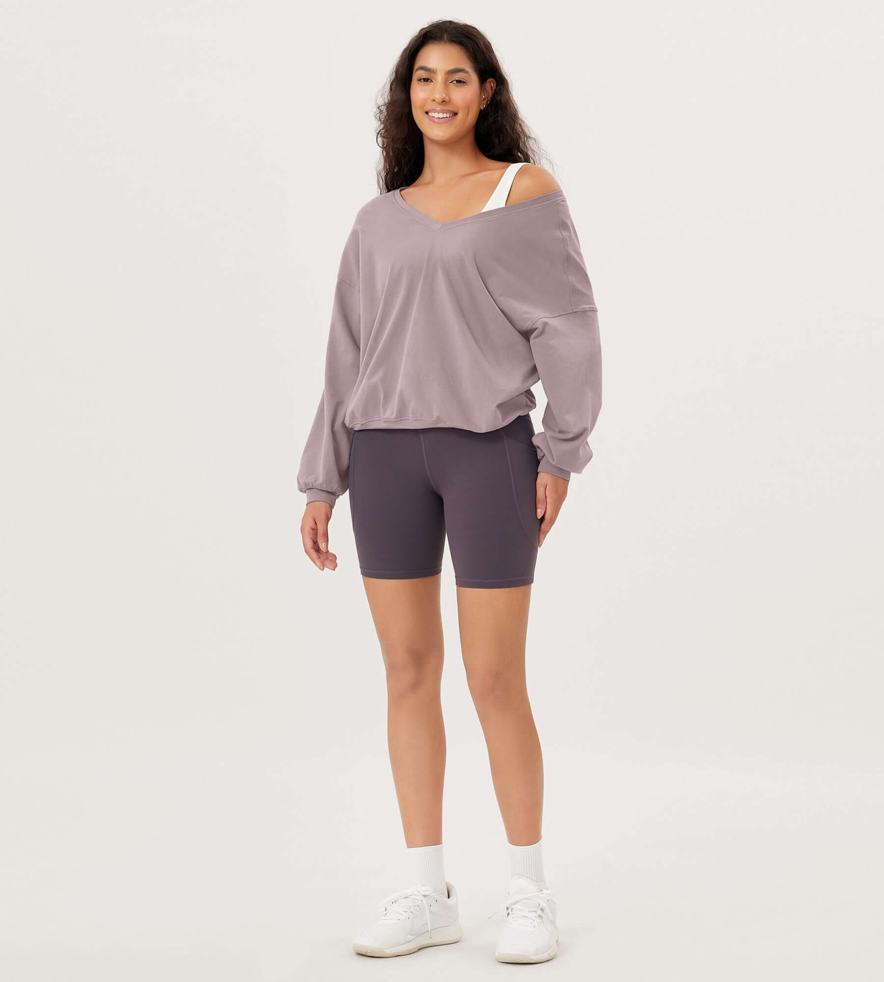 Cotton Soft Double V Long Sleeve Fall Sweatshirts - ododos