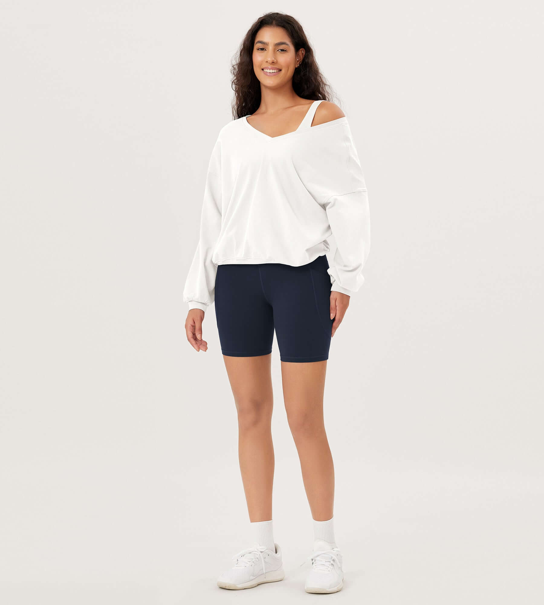 Cotton Soft Double V Long Sleeve Fall Sweatshirts - ododos