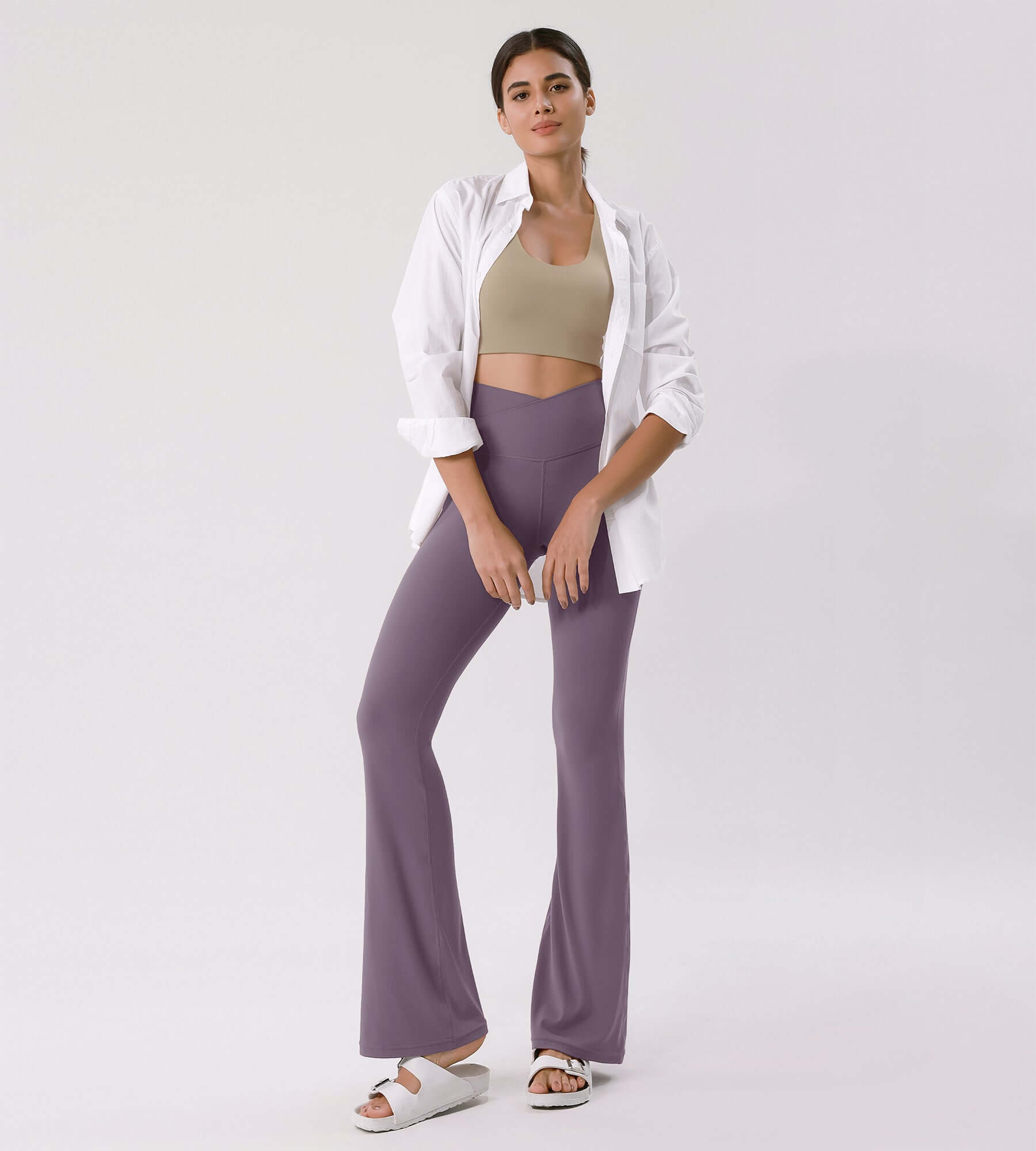 Cloud Feeling 32 Crossover High Waist Flared Pants - ododos