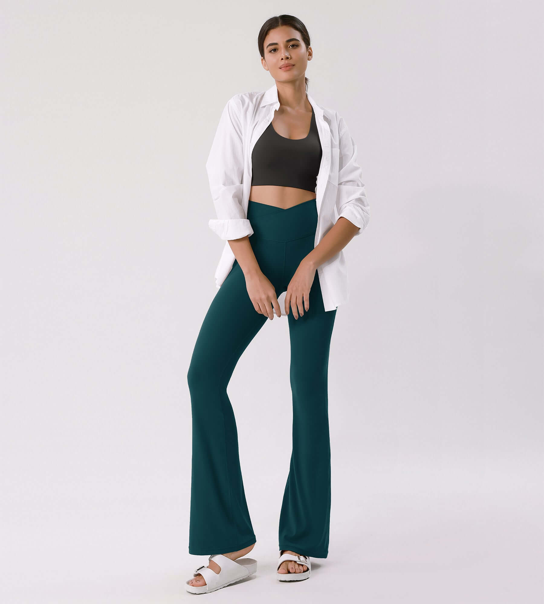 Cloud Feeling 32 Crossover High Waist Flared Pants - ododos