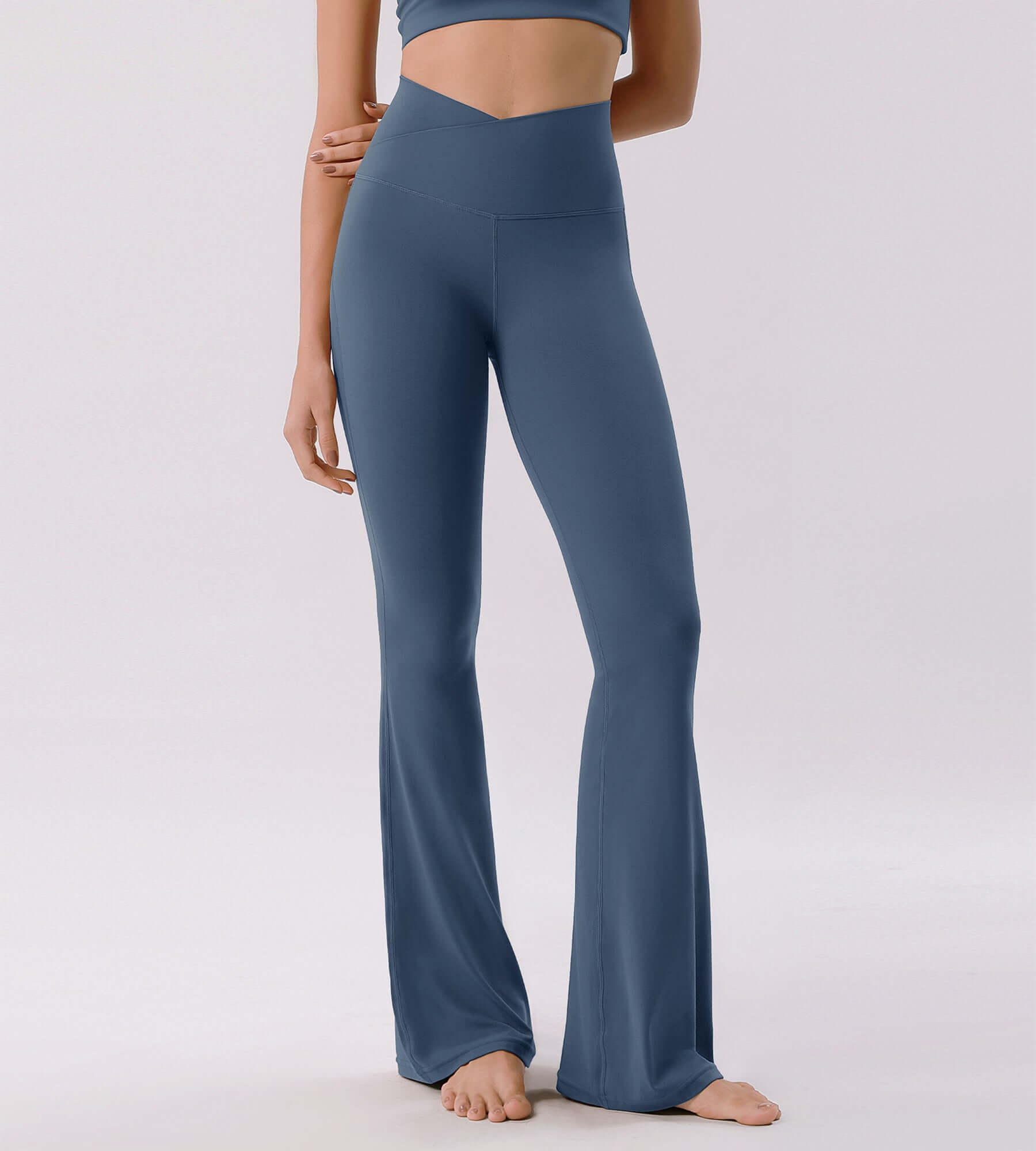 Cloud Feeling 32 Crossover High Waist Flared Pants - ododos