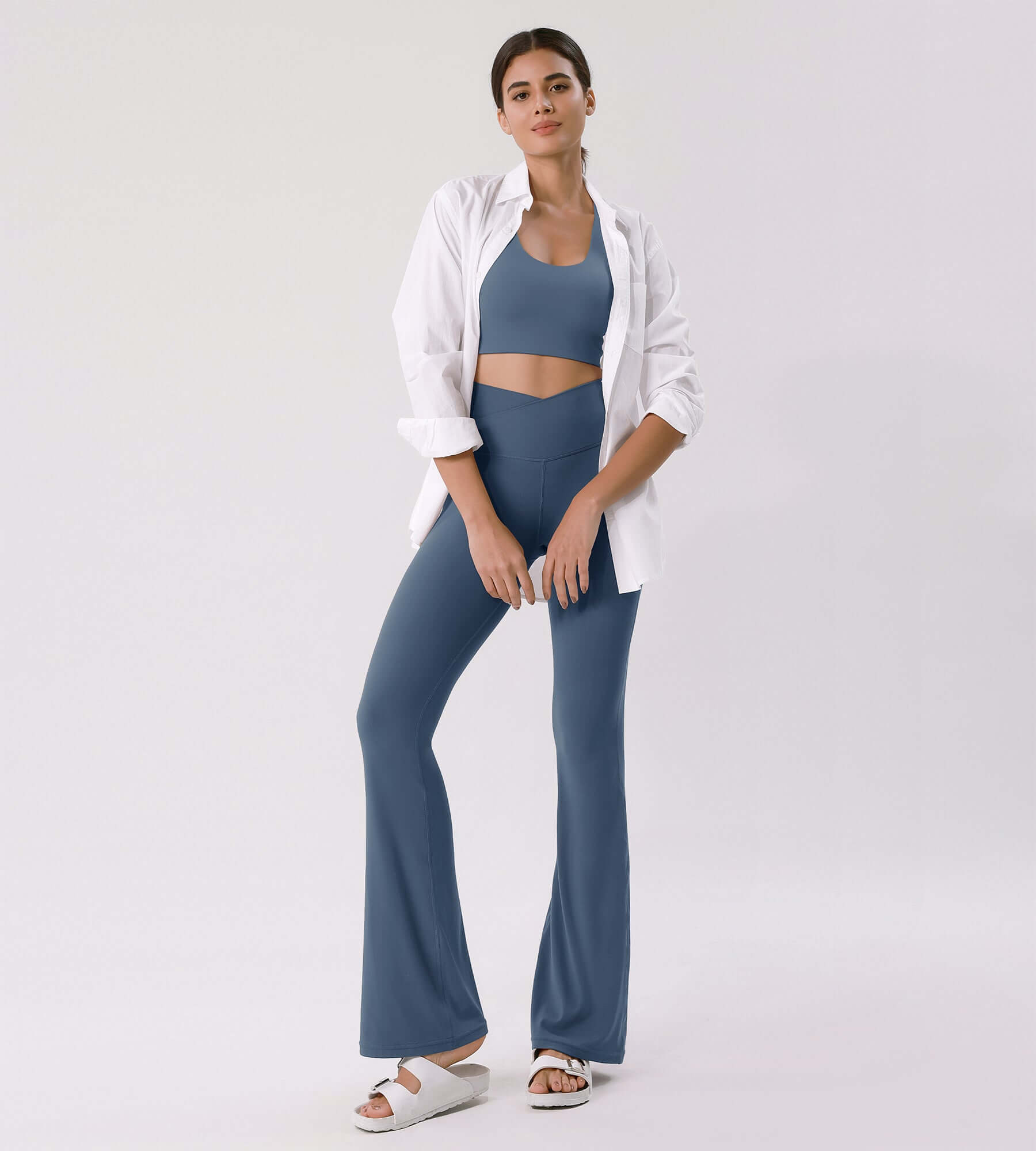 Cloud Feeling 30 Crossover High Waist Flared Pants - ododos