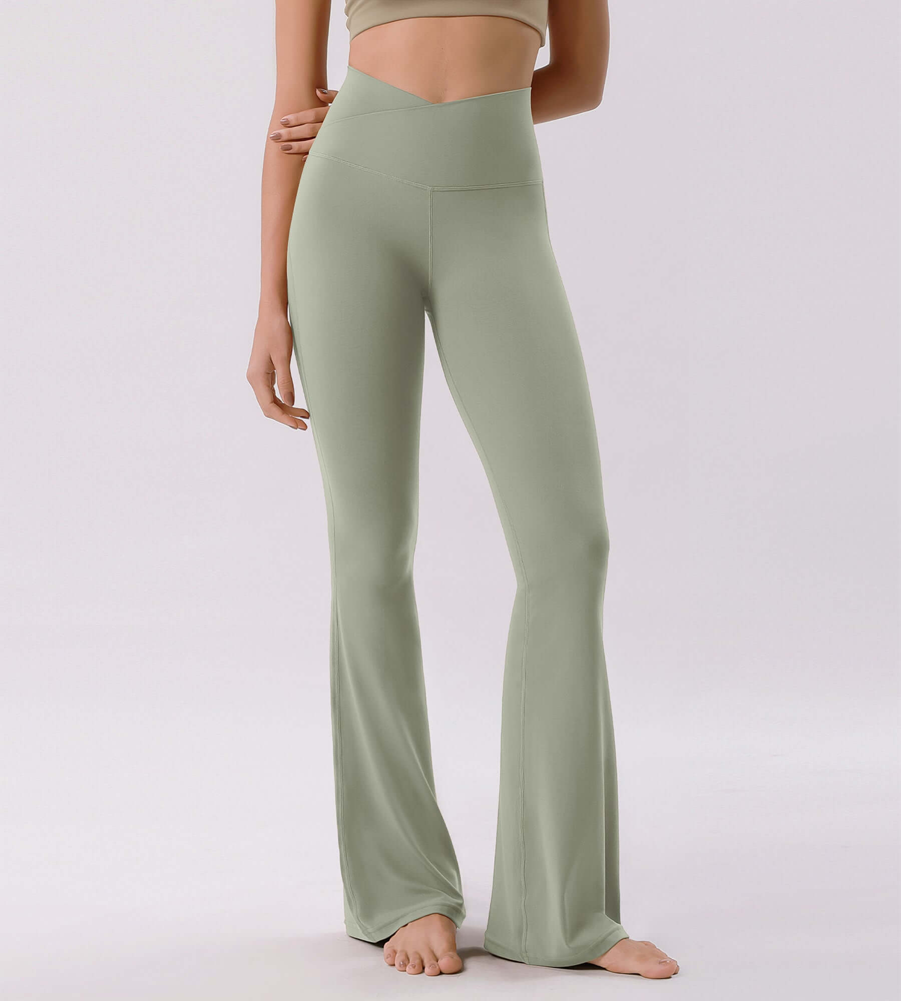 Cloud Feeling 32 Crossover High Waist Flared Pants - ododos