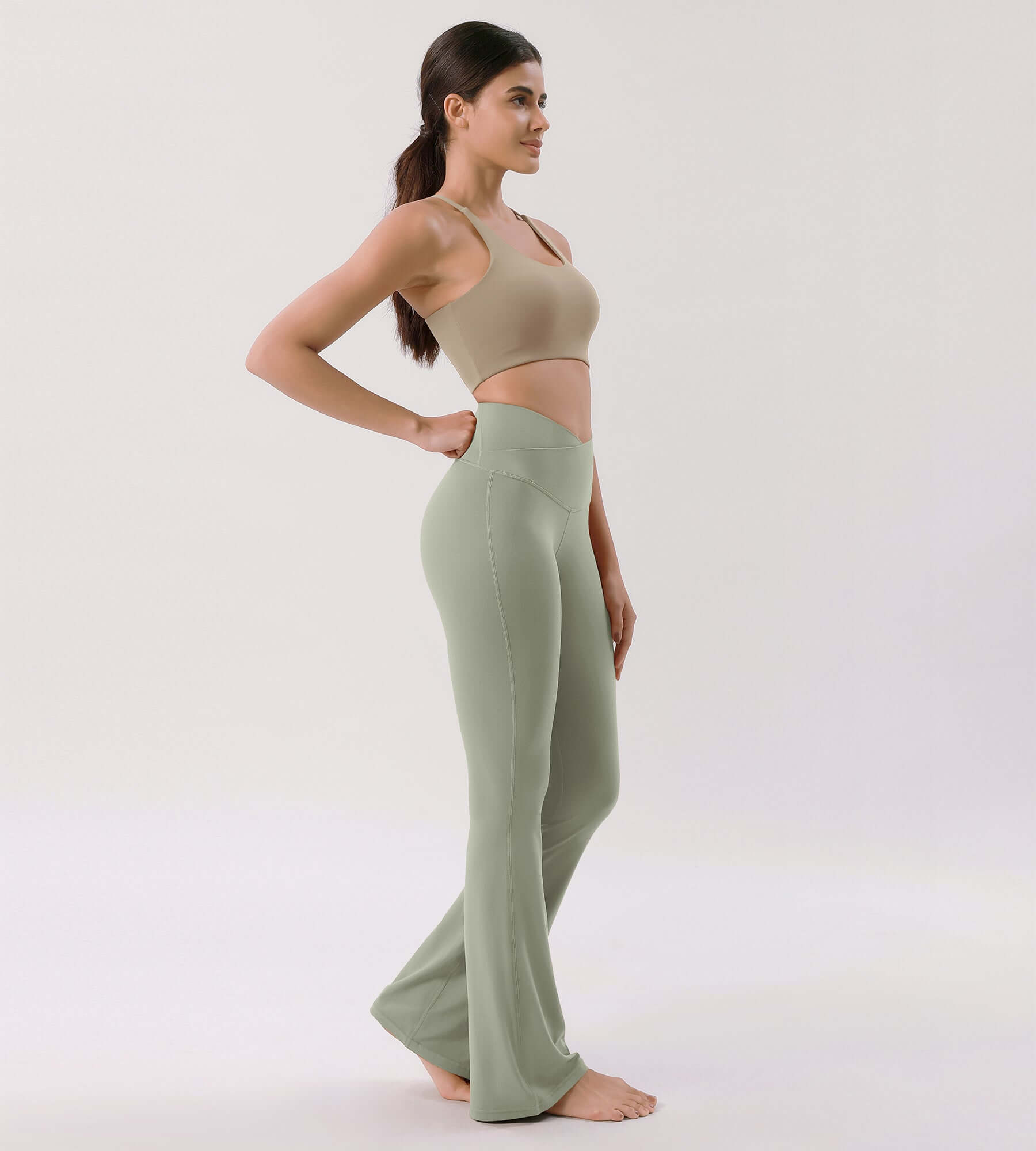 Cloud Feeling 32 Crossover High Waist Flared Pants - ododos