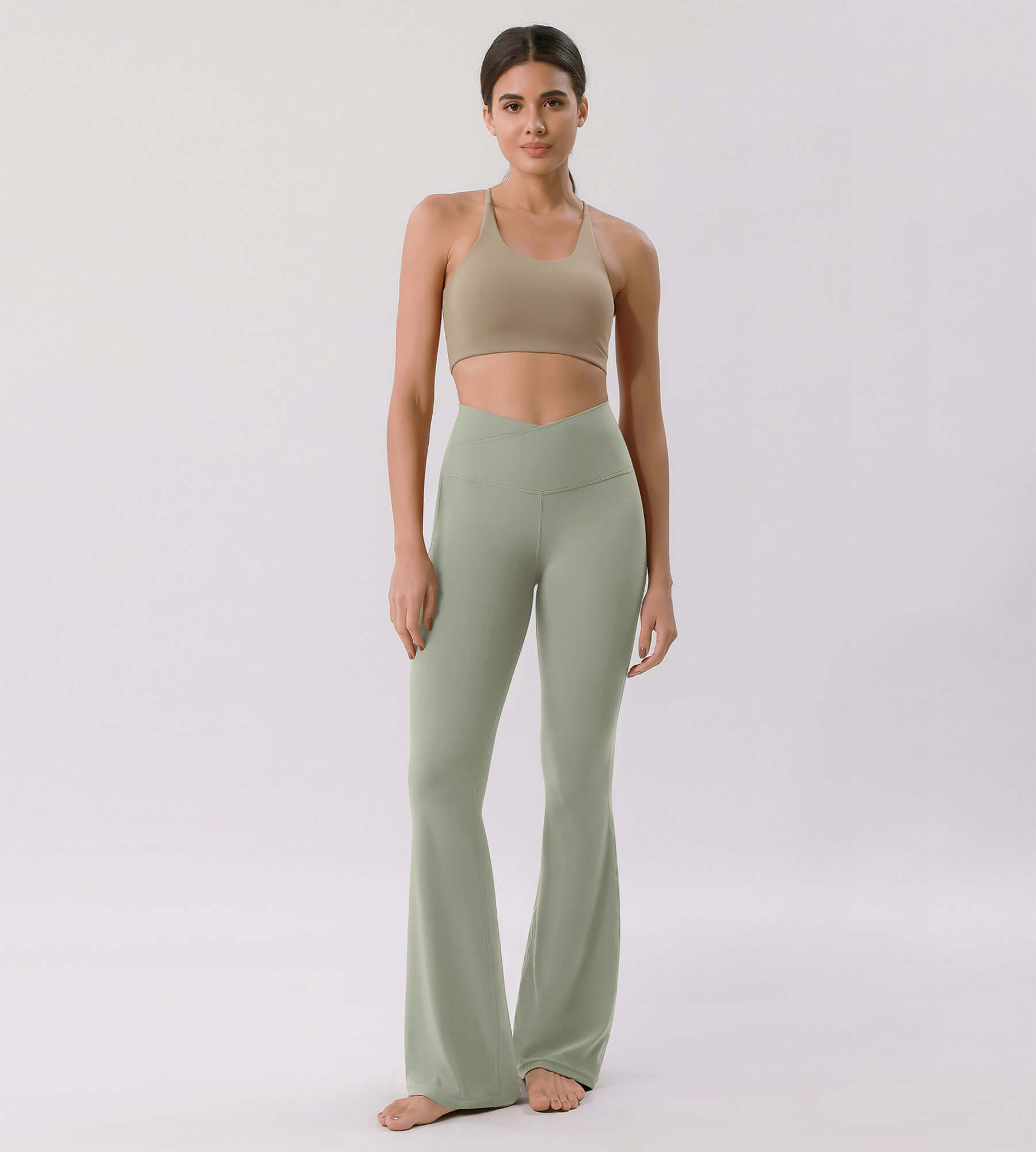 Cloud Feeling 30 Crossover High Waist Flared Pants - ododos