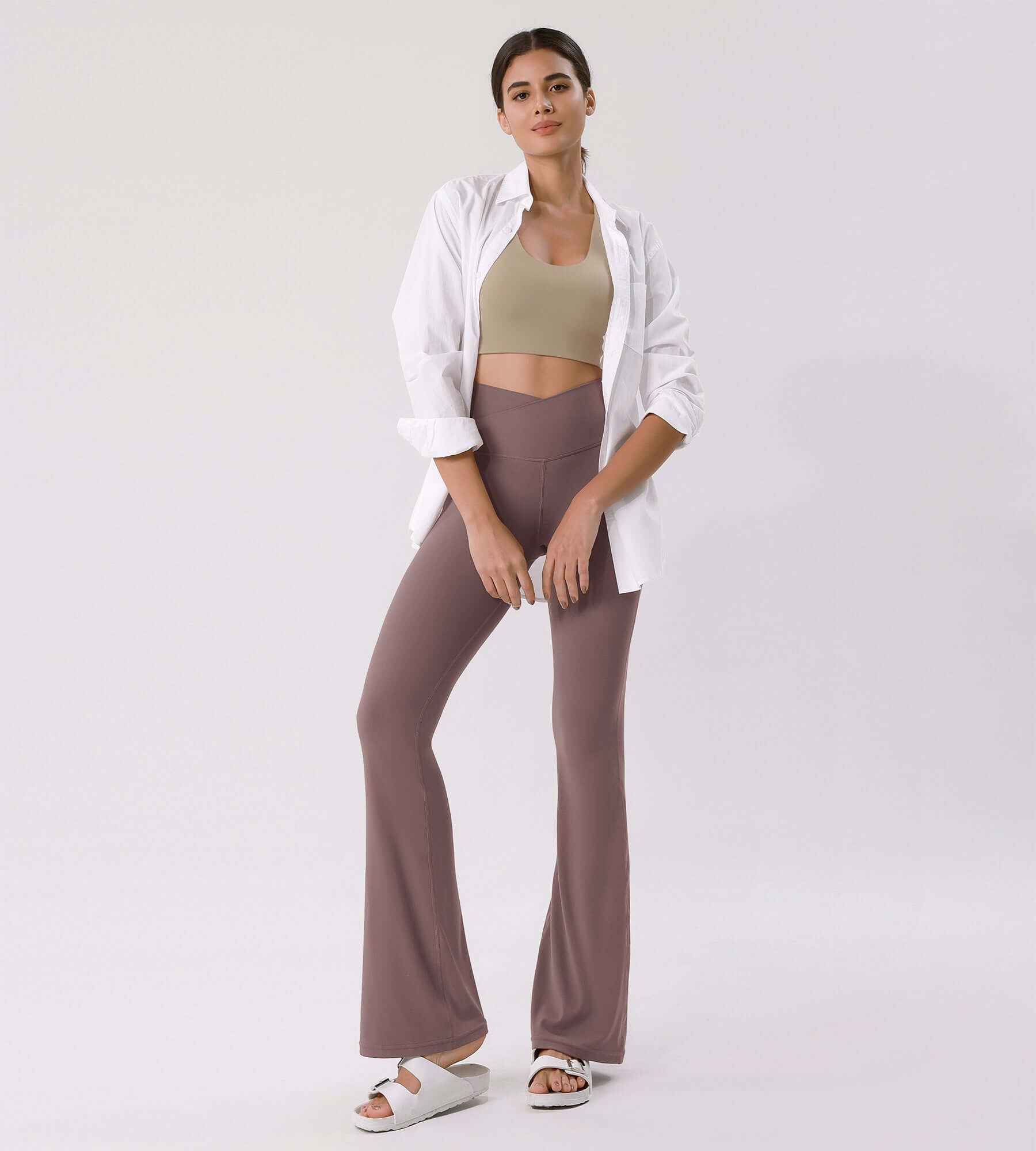 Cloud Feeling 30 Crossover High Waist Flared Pants - ododos