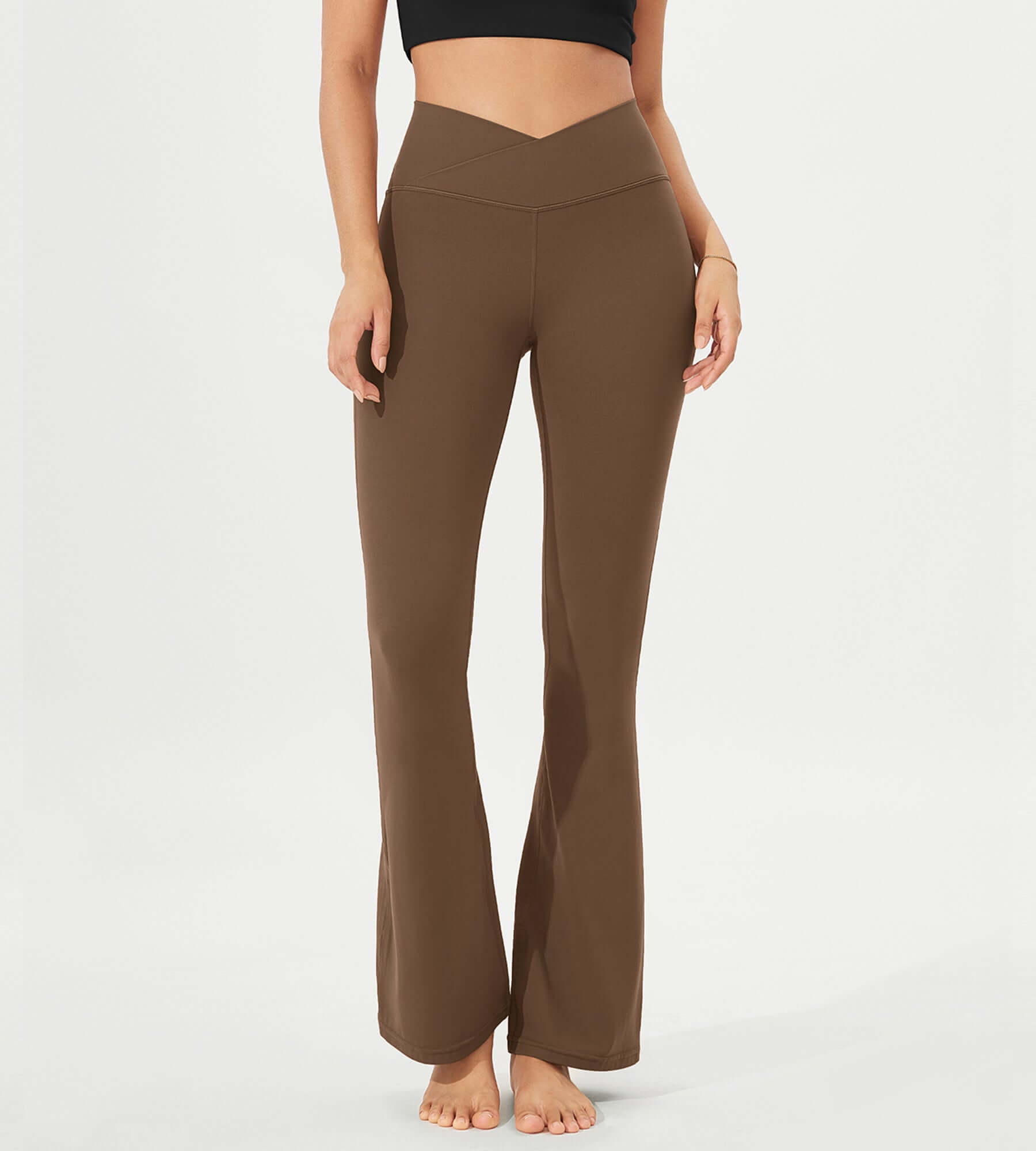 32 Cloud Feeling High Waist Bootcut Lounge Yoga Pants with Back Brunette - ododos