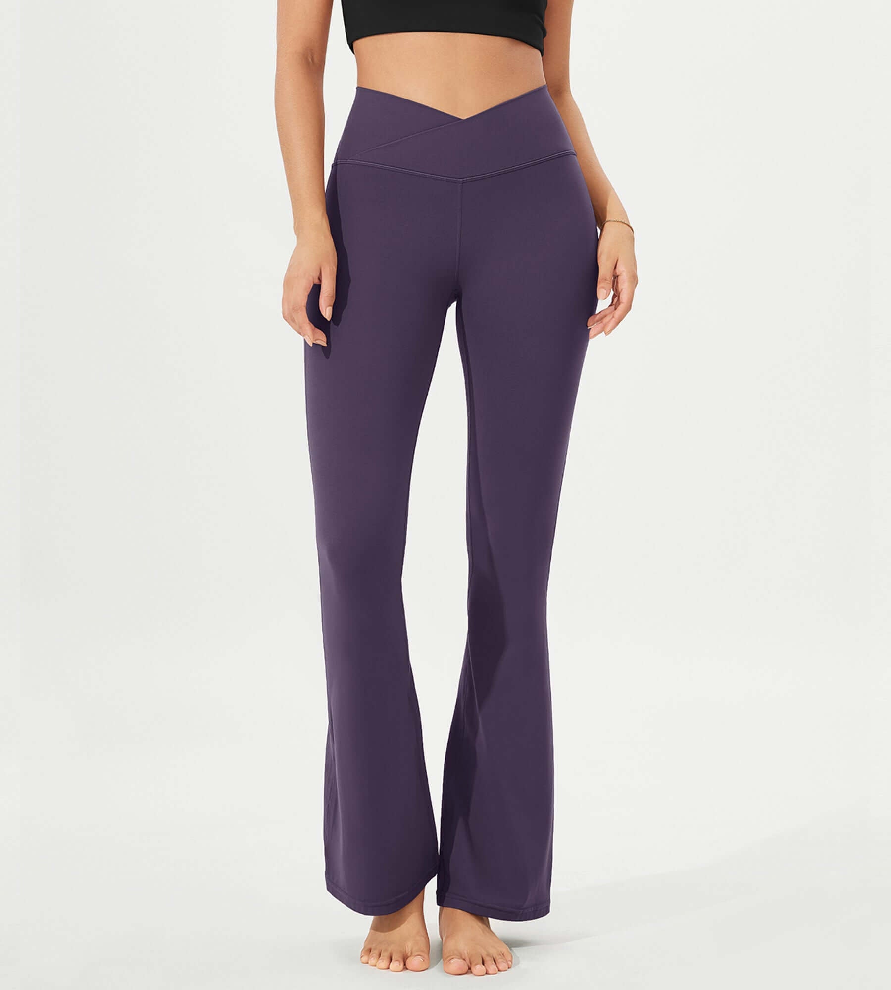 32 Cloud Feeling High Waist Bootcut Lounge Yoga Pants with Back Dark Purple - ododos