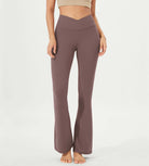 32" Cloud Feeling High Waist Bootcut Lounge Yoga Pants with Back Purple Taupe - ododos