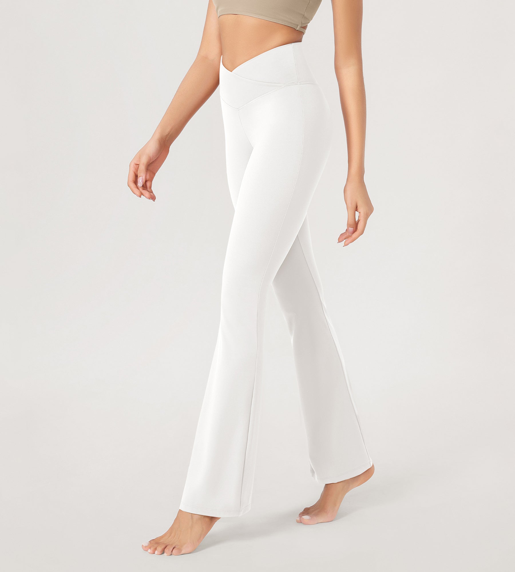 31??Cross Waist Workout Yoga Flare Pants - ododos