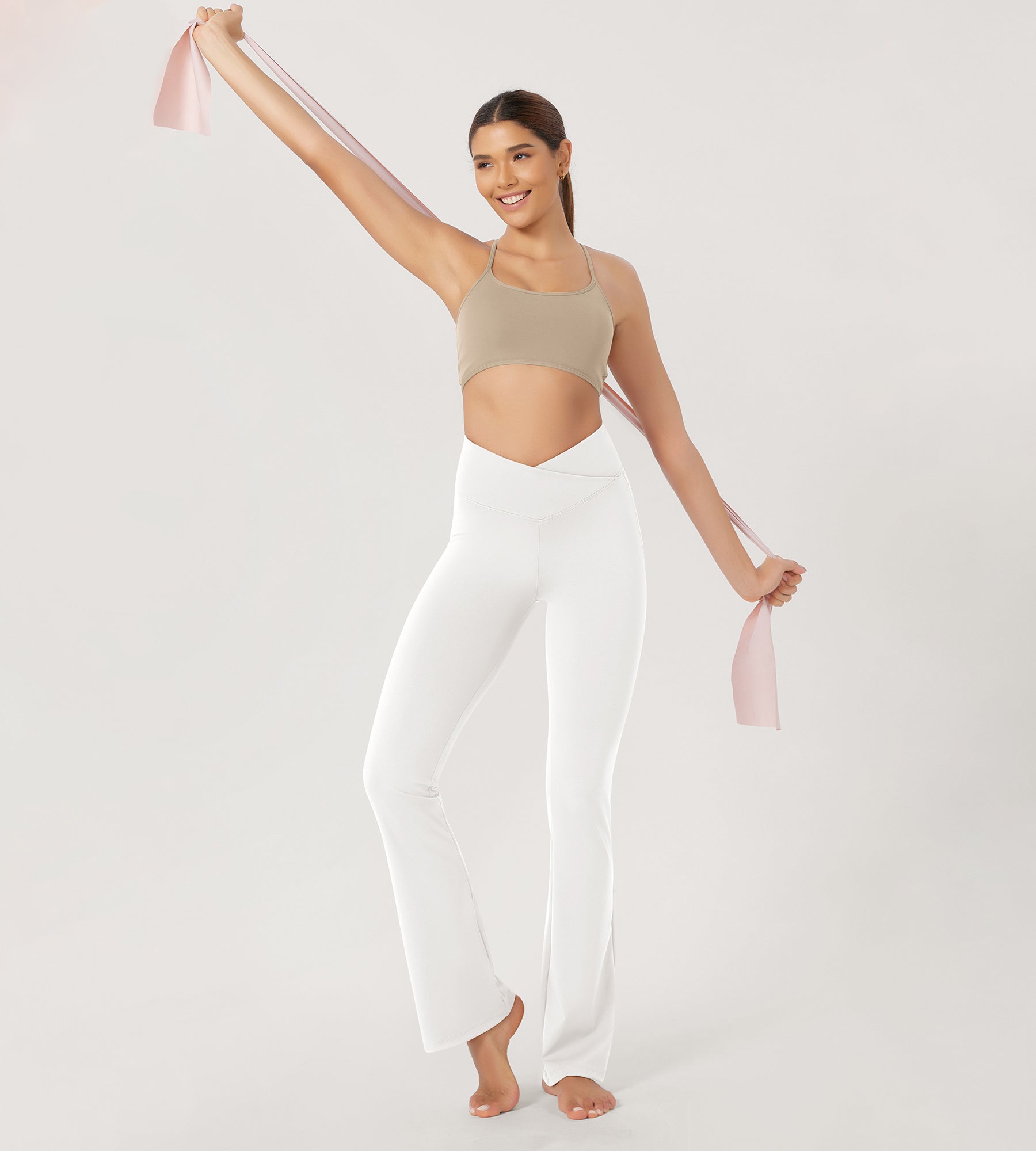 31??Cross Waist Workout Yoga Flare Pants - ododos