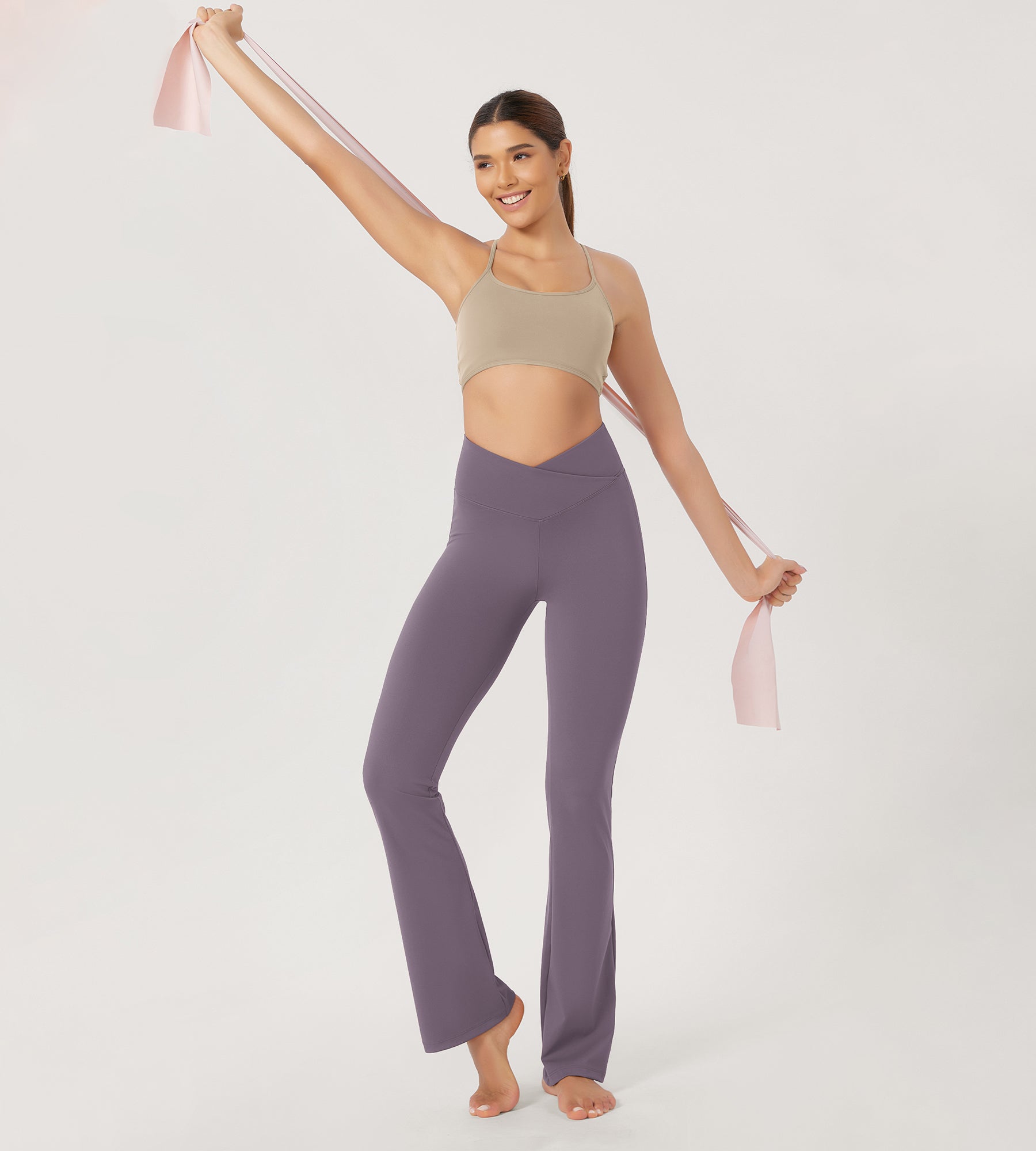 31??Cross Waist Workout Yoga Flare Pants - ododos