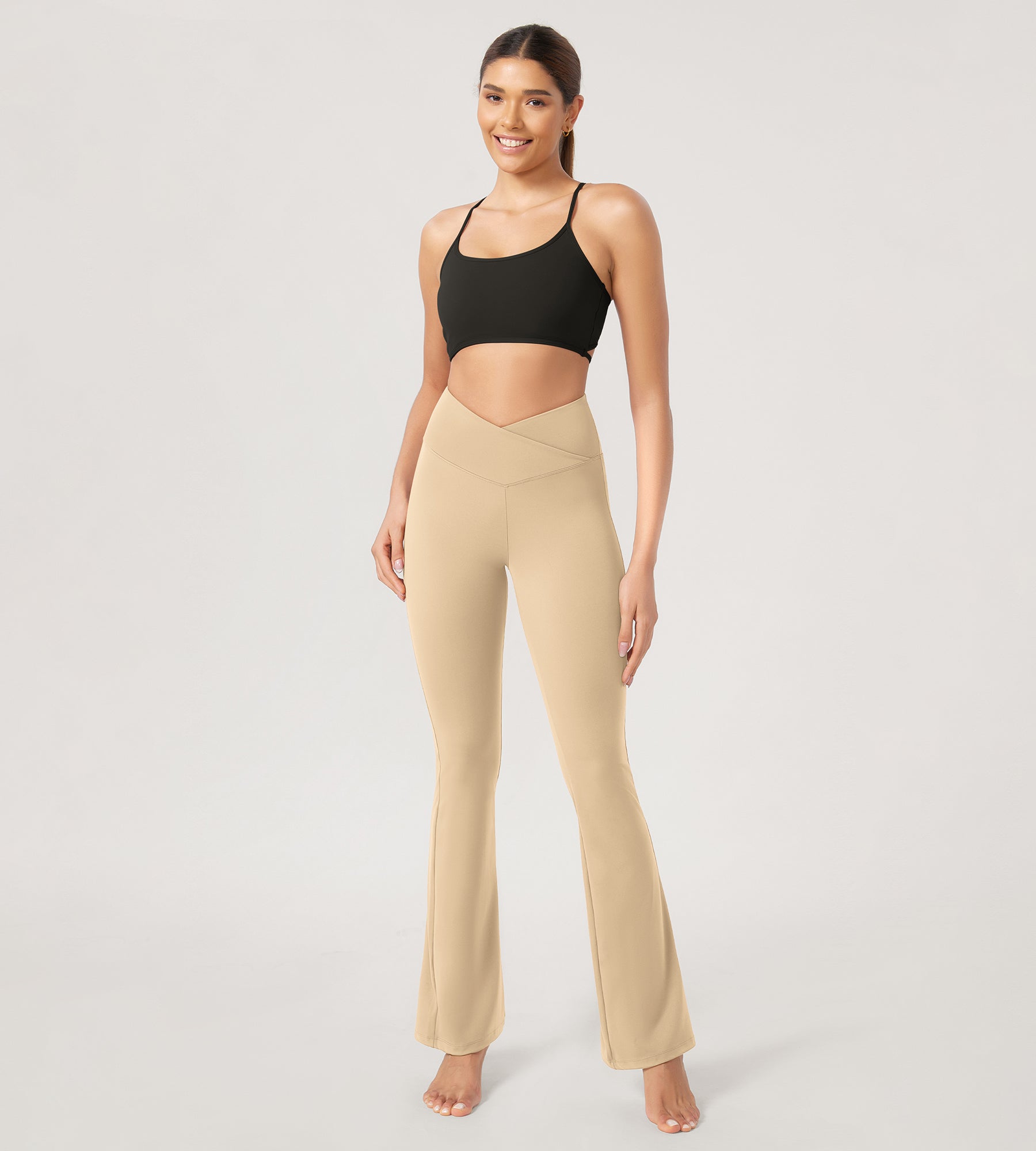 29??Cross Waist Sports Flare Yoga Pants - ododos