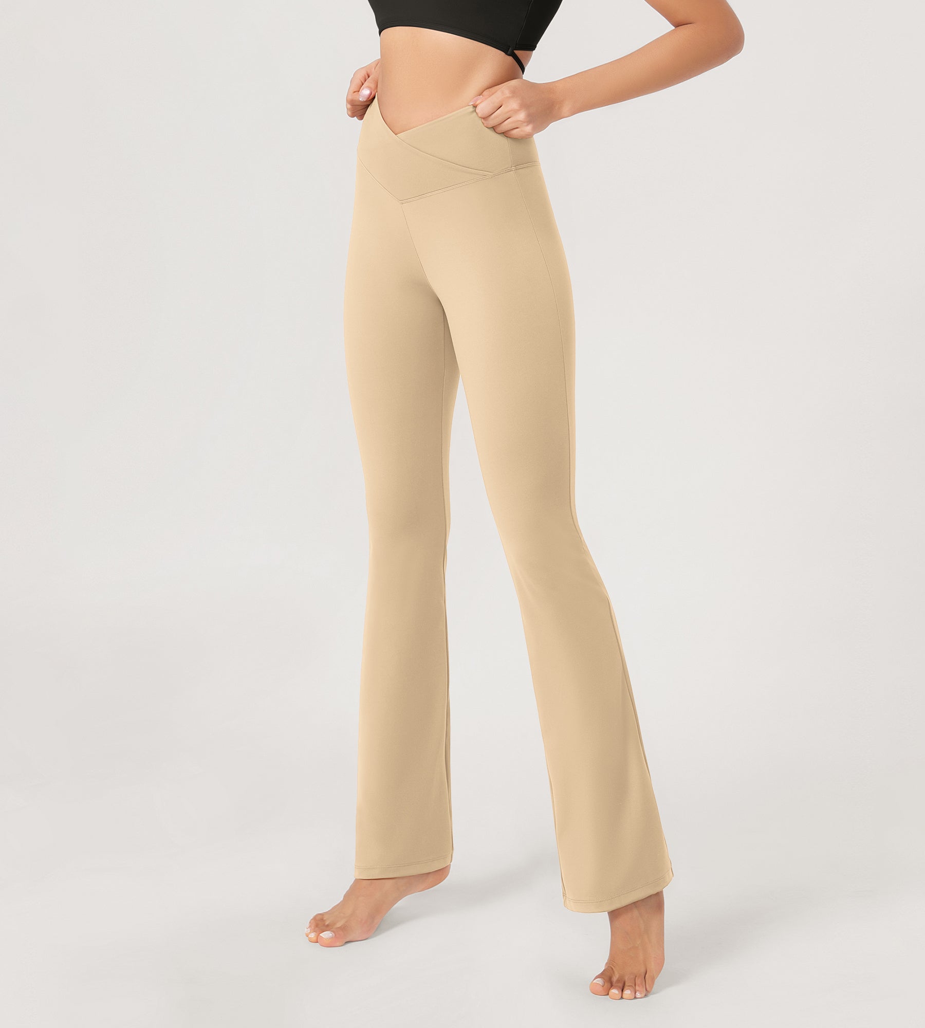 29??Cross Waist Sports Flare Yoga Pants - ododos