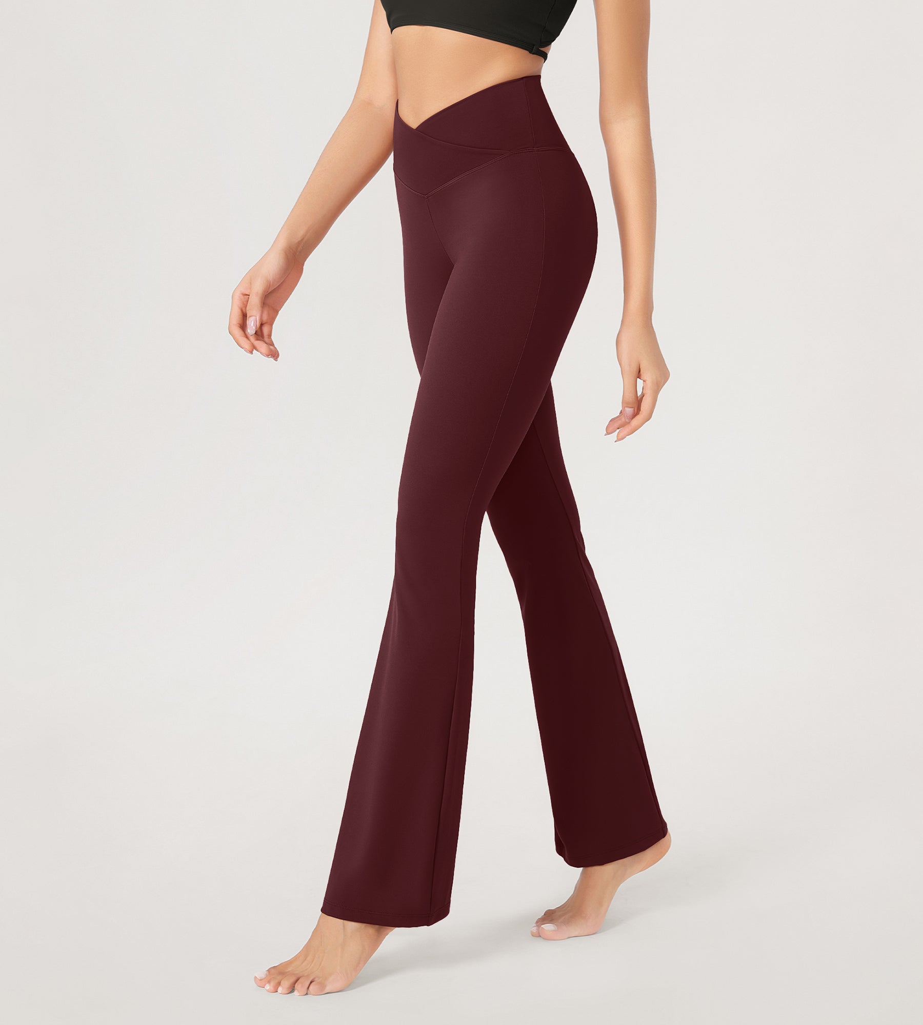 29??Cross Waist Sports Flare Yoga Pants - ododos