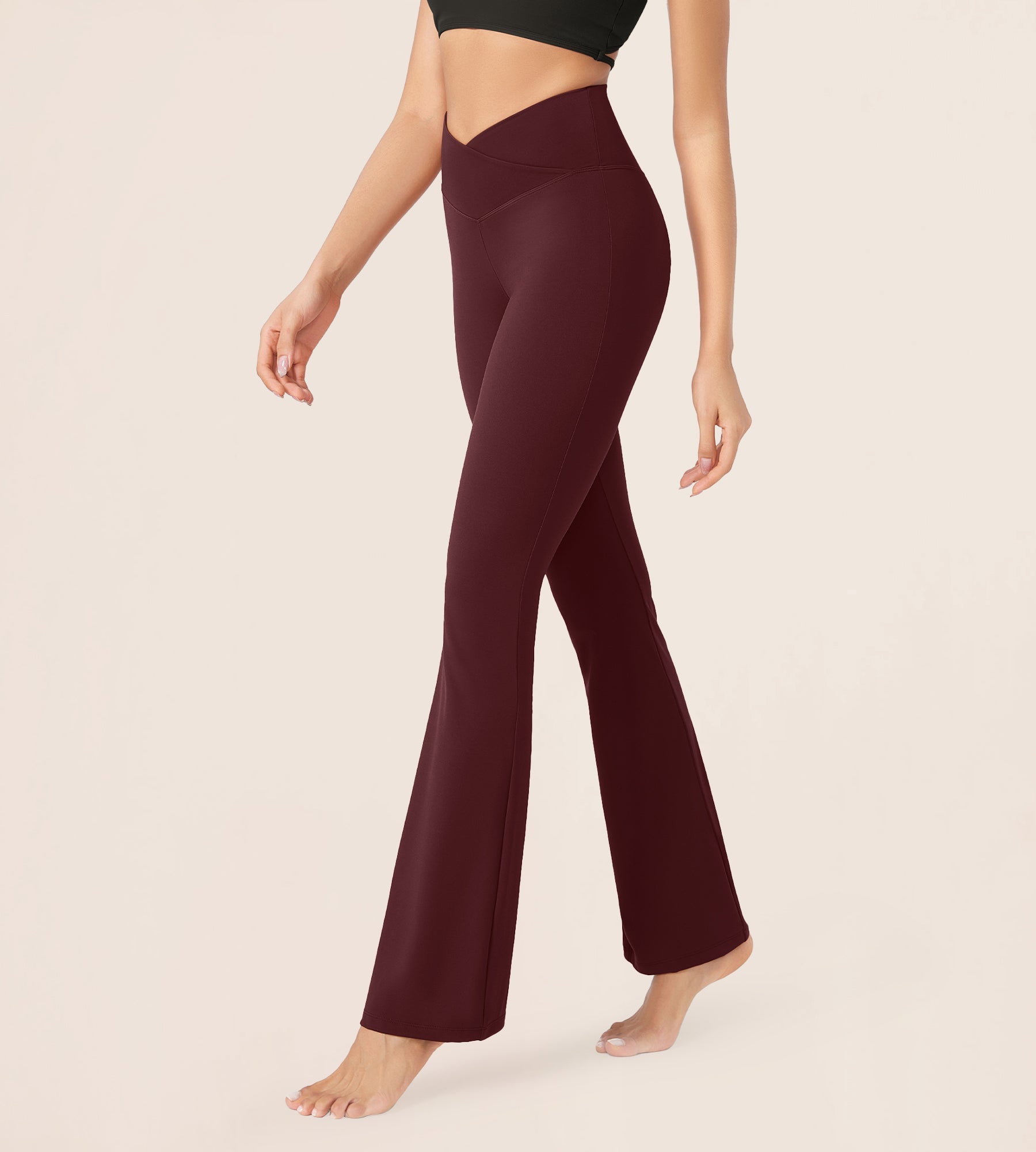 31??Cross Waist Workout Yoga Flare Pants - ododos