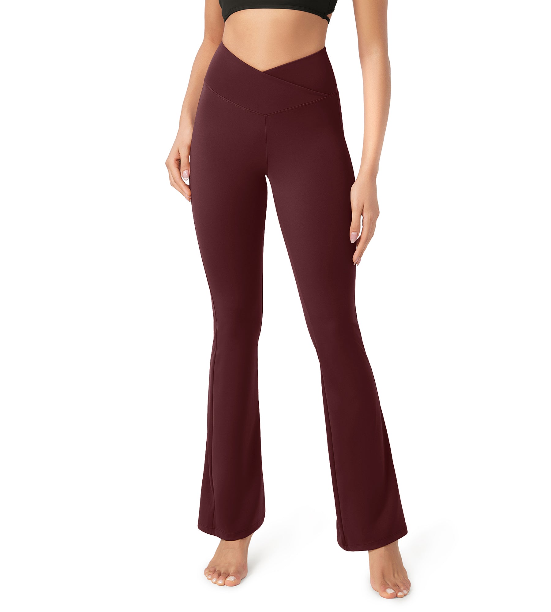 31??Cross Waist Workout Yoga Flare Pants - ododos