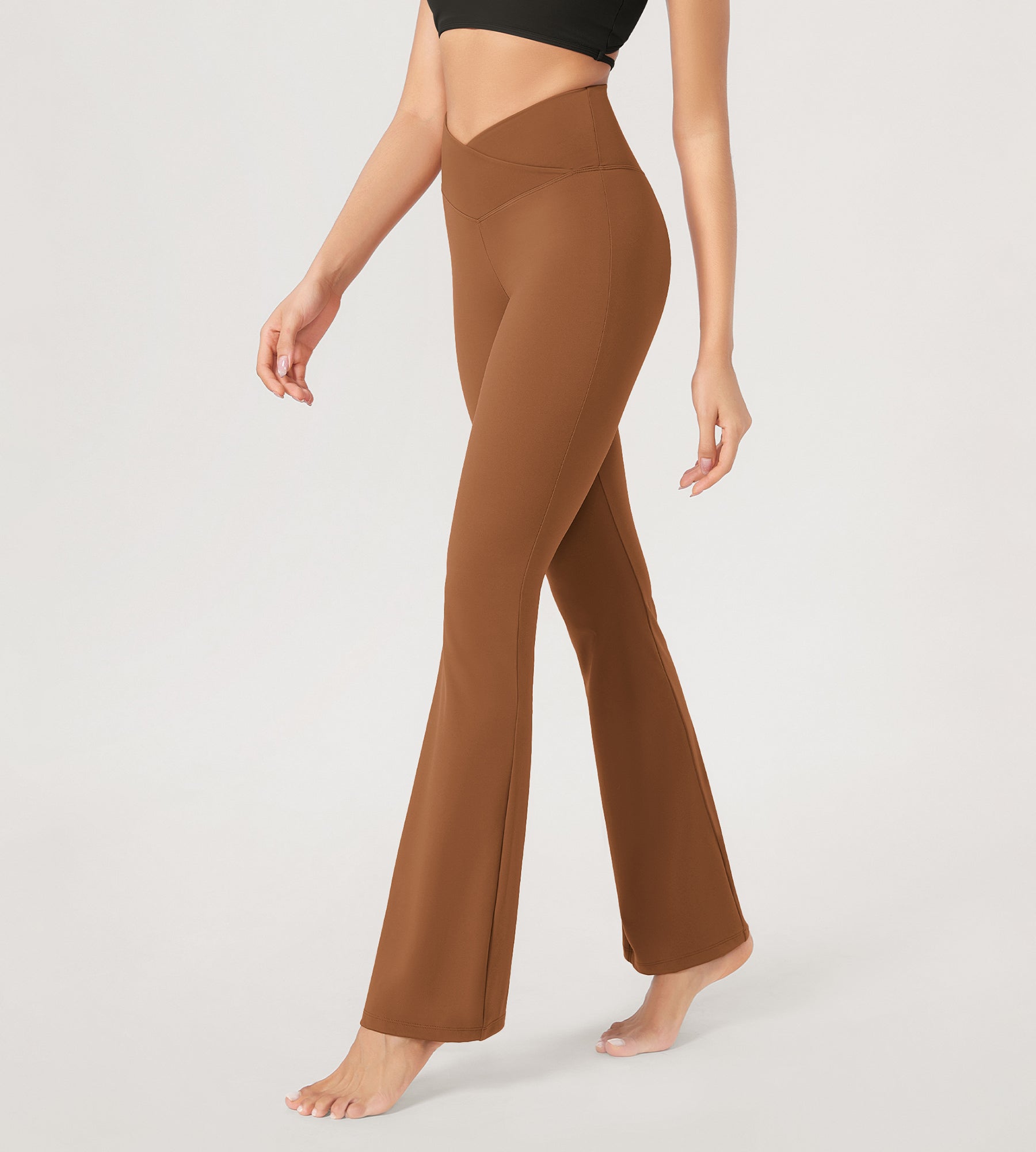 31??Cross Waist Workout Yoga Flare Pants - ododos