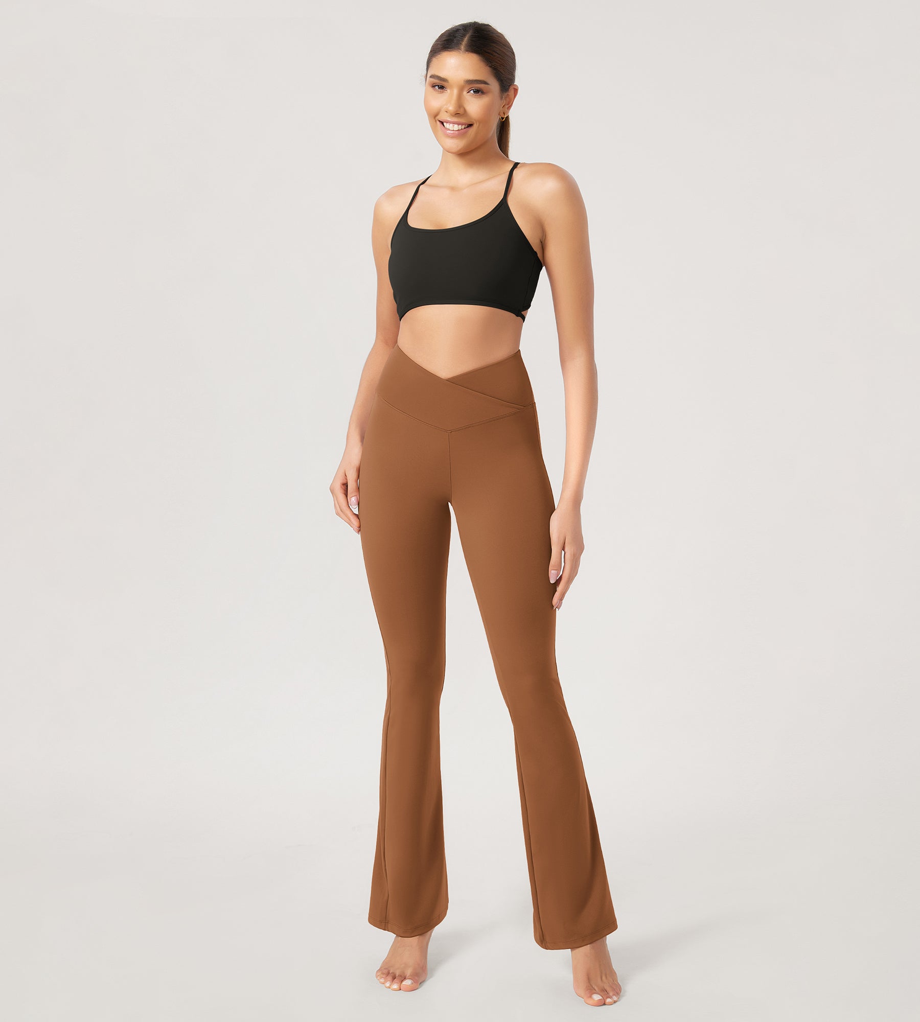 ODODOS Cross Waist Sports Flare Yoga Pants – ododos