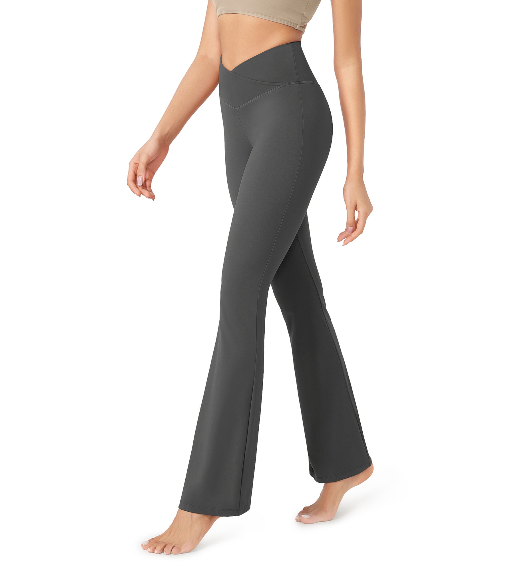 29??Cross Waist Sports Flare Yoga Pants - ododos