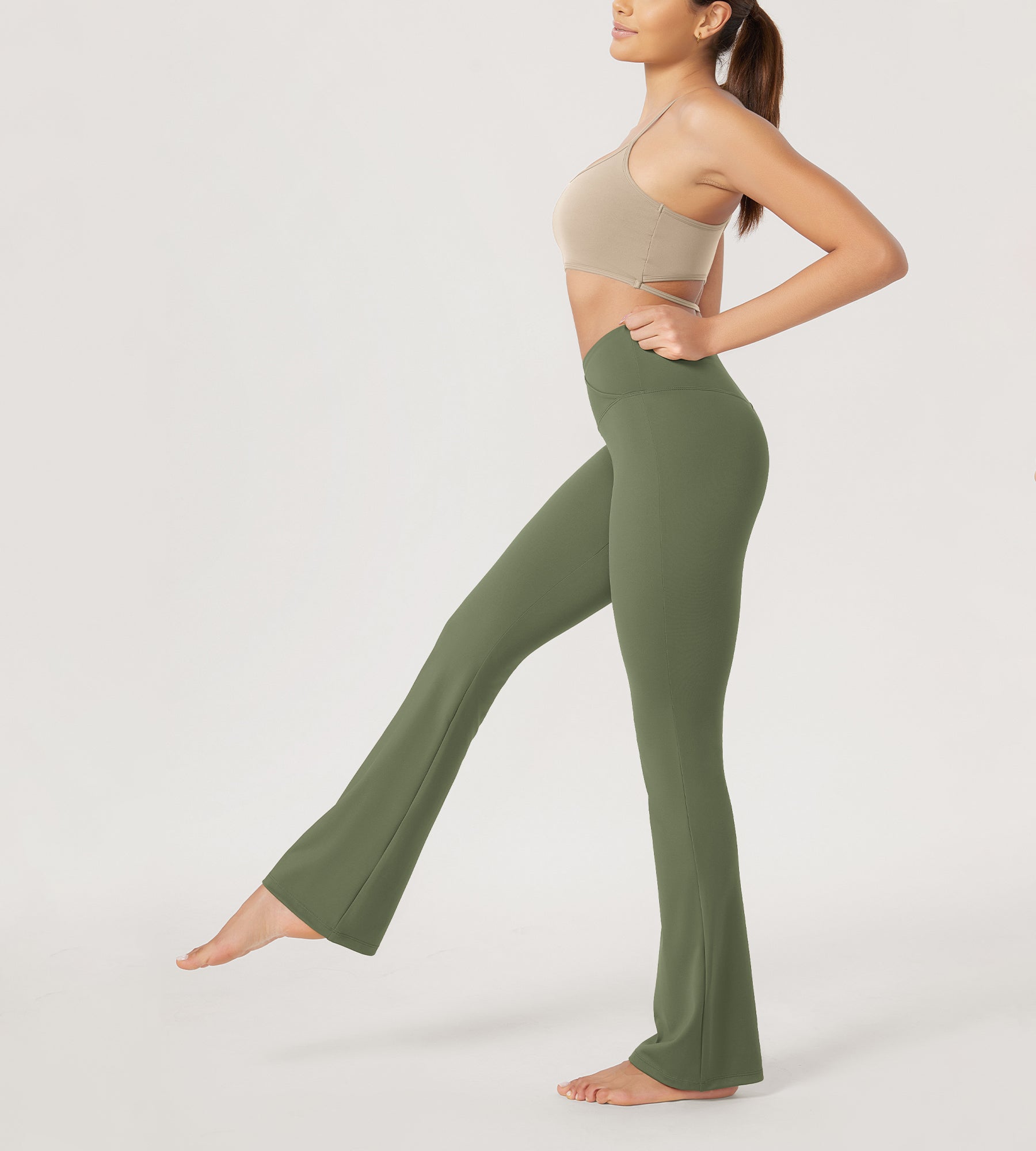 31??Cross Waist Workout Yoga Flare Pants - ododos