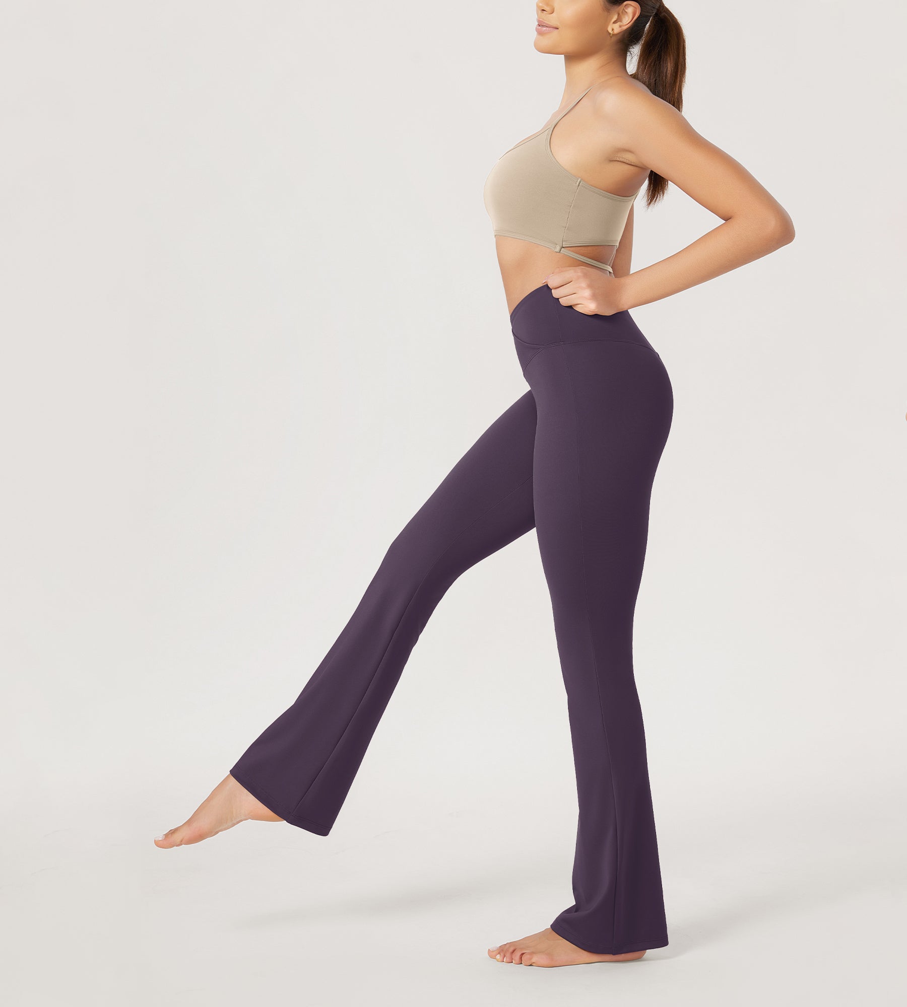 31??Cross Waist Workout Yoga Flare Pants - ododos