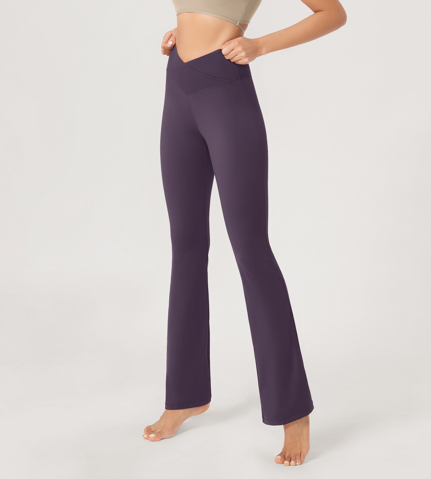 31??Cross Waist Workout Yoga Flare Pants - ododos
