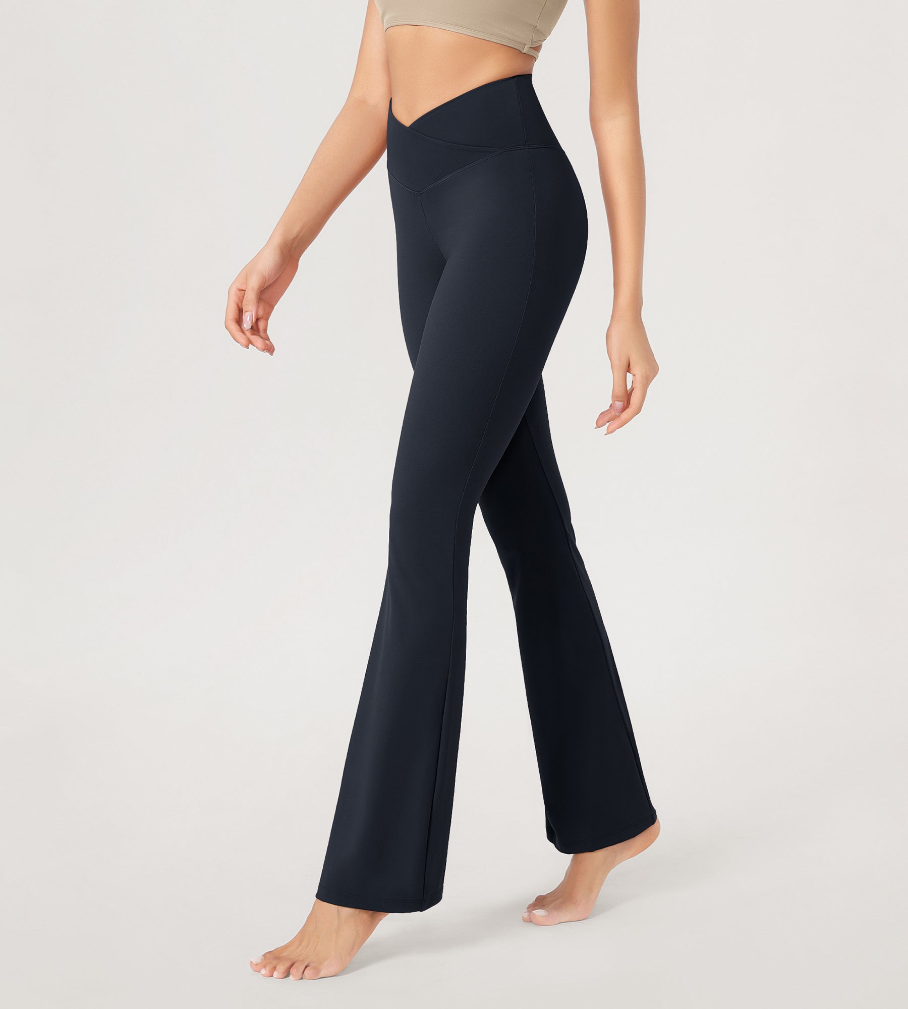 31??Cross Waist Workout Yoga Flare Pants - ododos