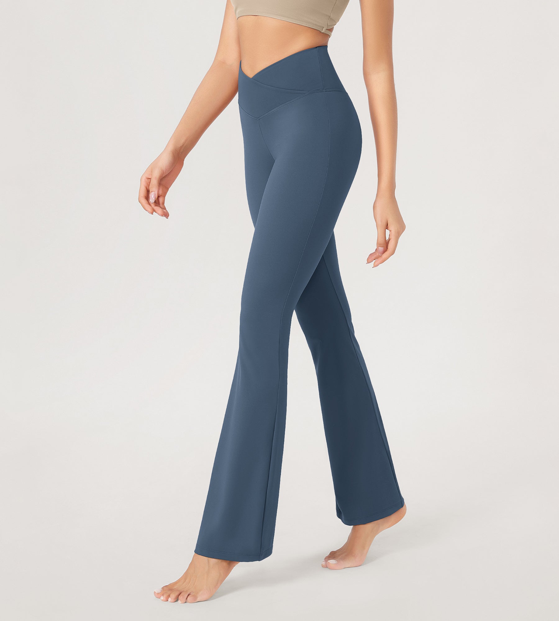 31??Cross Waist Workout Yoga Flare Pants - ododos