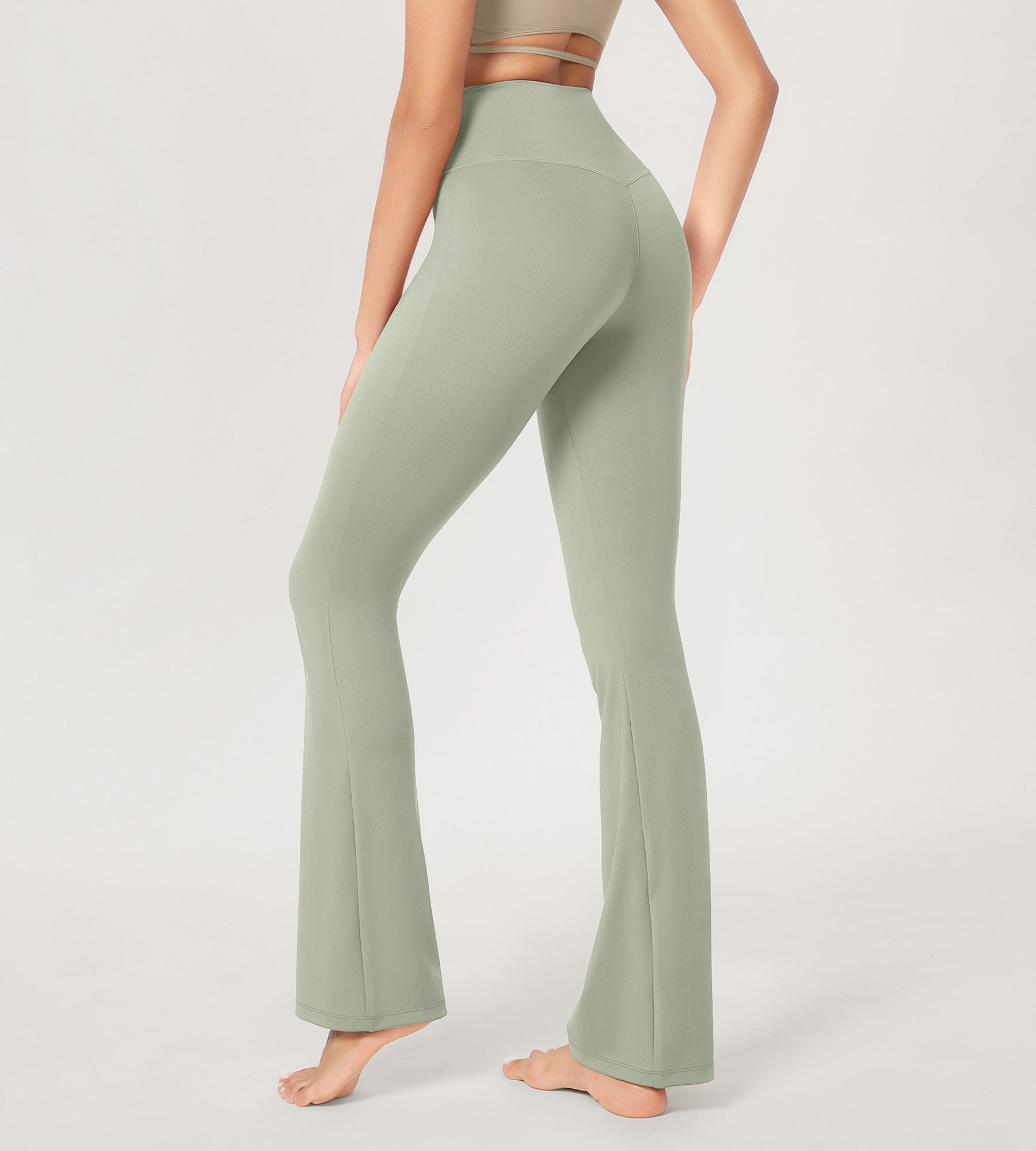 31??Cross Waist Workout Yoga Flare Pants - ododos