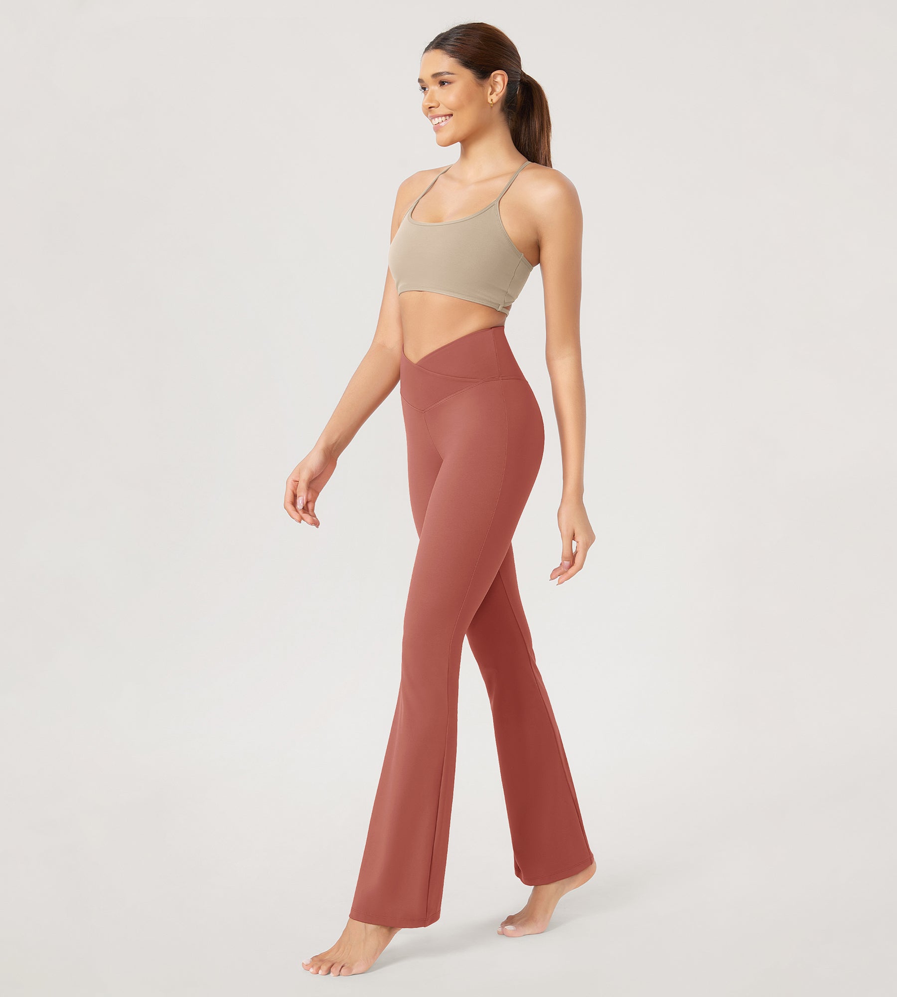 31??Cross Waist Workout Yoga Flare Pants - ododos