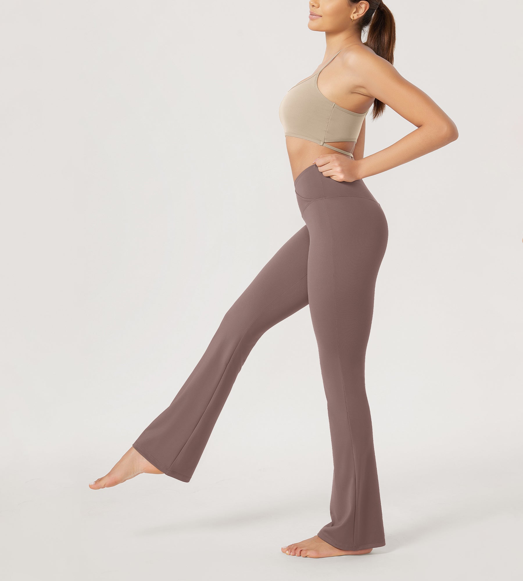 31??Cross Waist Workout Yoga Flare Pants - ododos