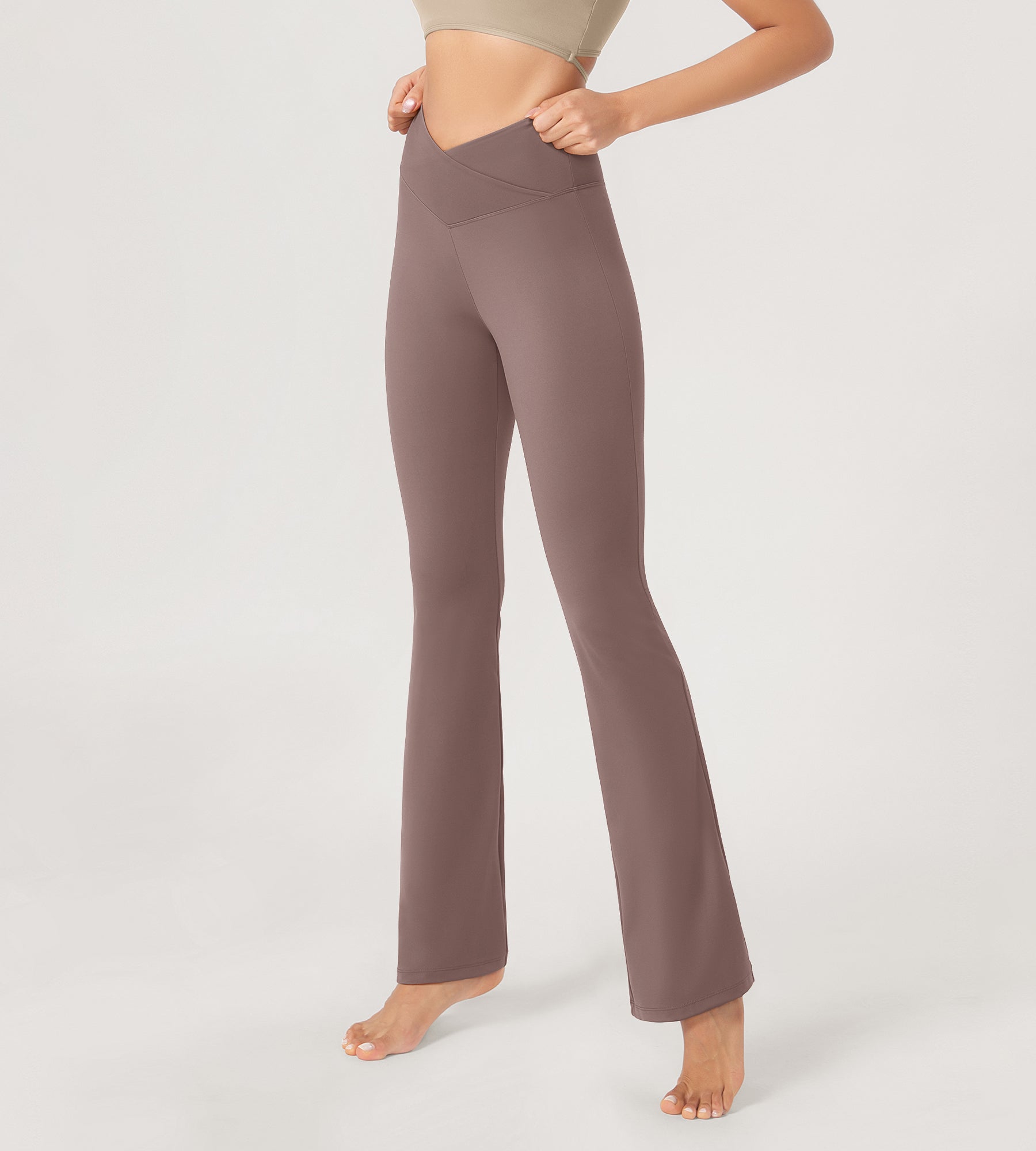 31??Cross Waist Workout Yoga Flare Pants - ododos